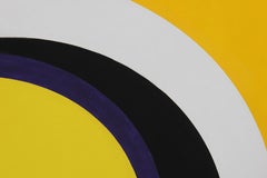 H - Large Yellow Black and White Geometric Abstract