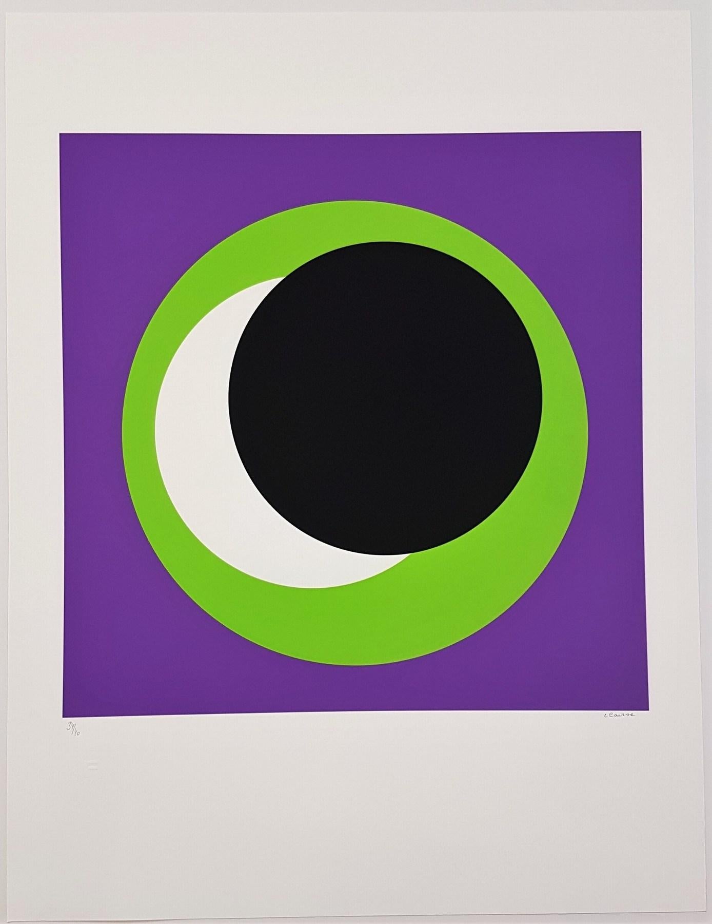 Black and Green Circle (Cercle noir/vert) (Minimalism, Geometric Abstraction) - Print by Geneviève Claisse
