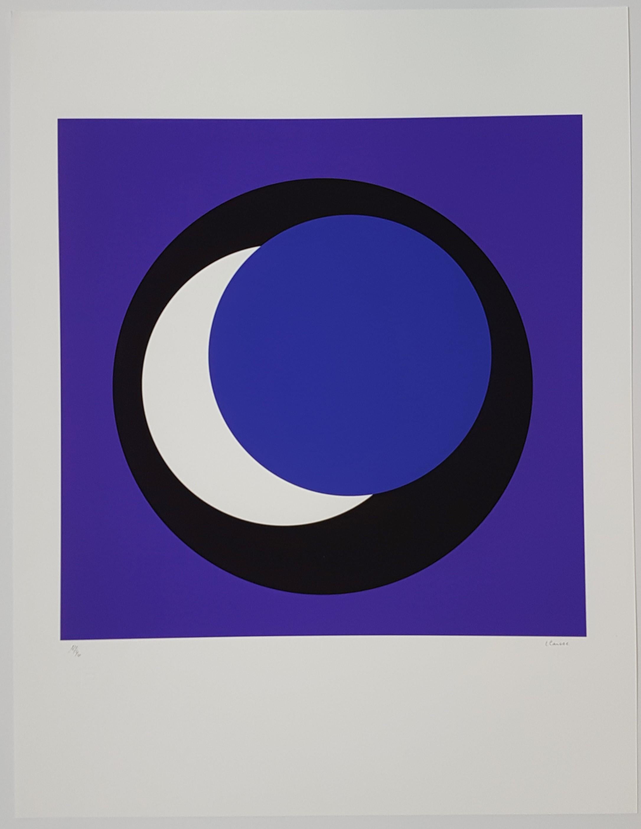 Blue and White Circle (Cercle bleu et blanc) - Print by Geneviève Claisse