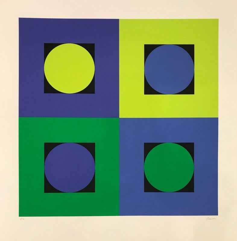 Geneviève Claisse Abstract Print - Composition géométrique 
