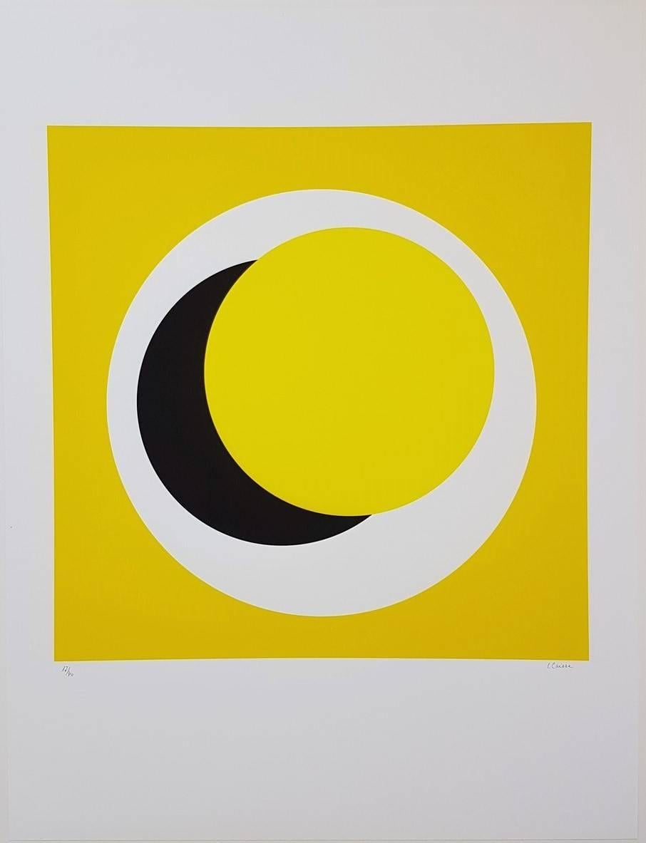 Figurative Print Geneviève Claisse - Cercle jaune (Yellow Circle)
