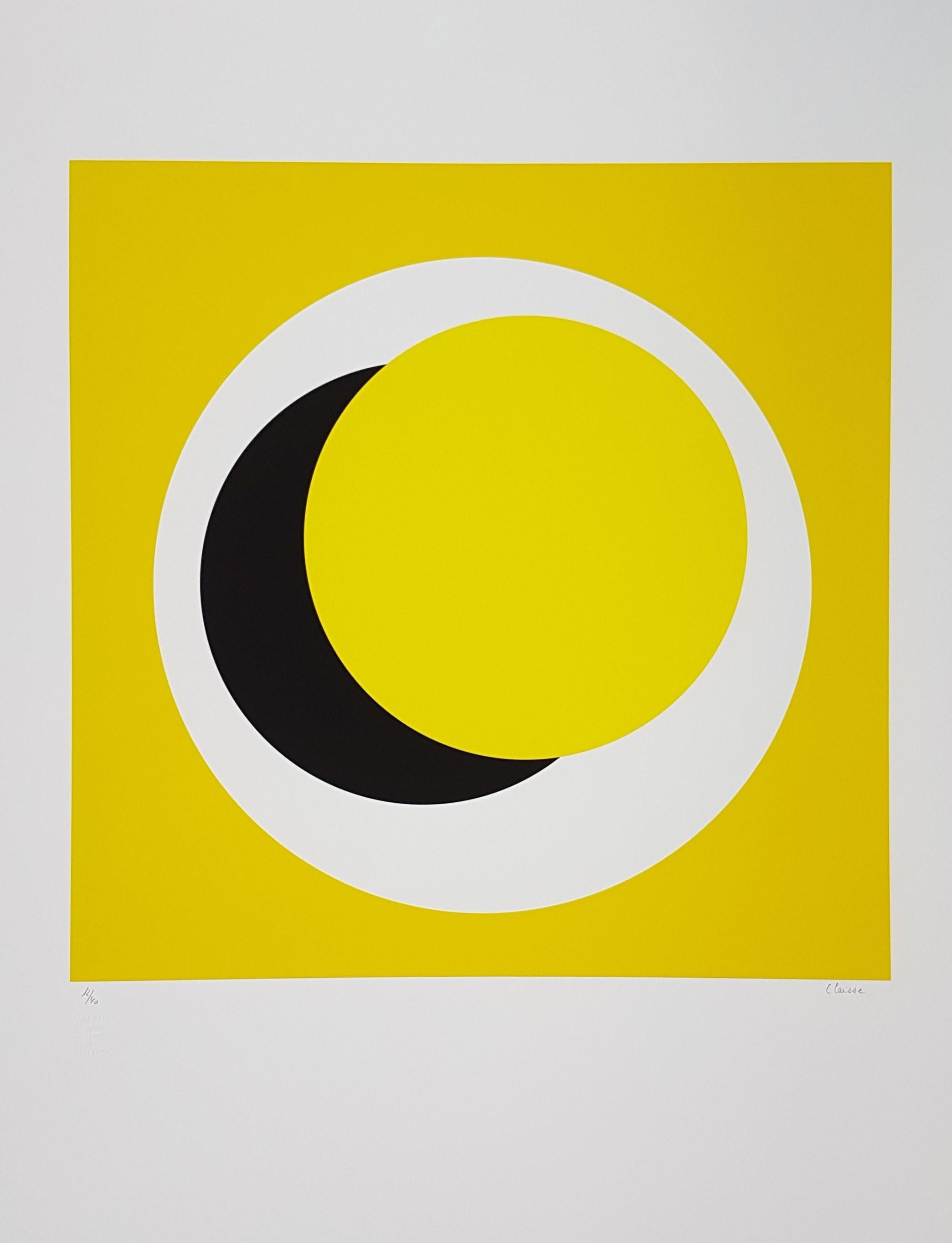 Yellow Circle (Cercle jaune) (Minimalism, Geometric Abstraction, Albers) - Print by Geneviève Claisse