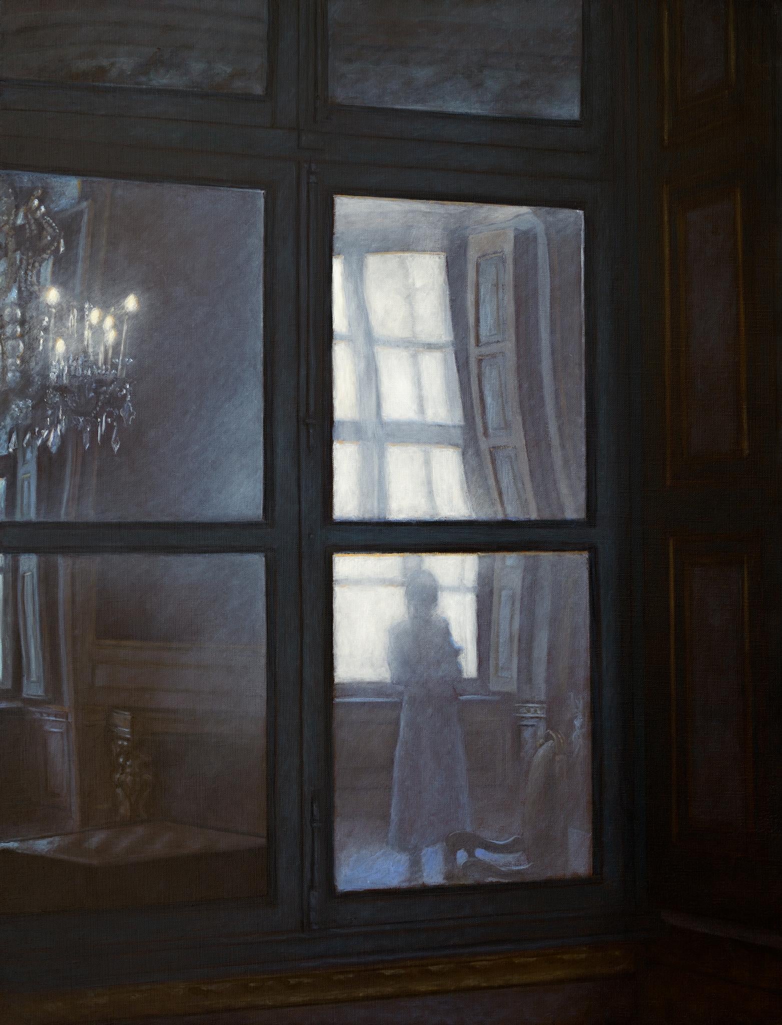 Geneviève Daël Figurative Painting - Délicieusement fantomatique - Interior scene - Oil - 21st Century