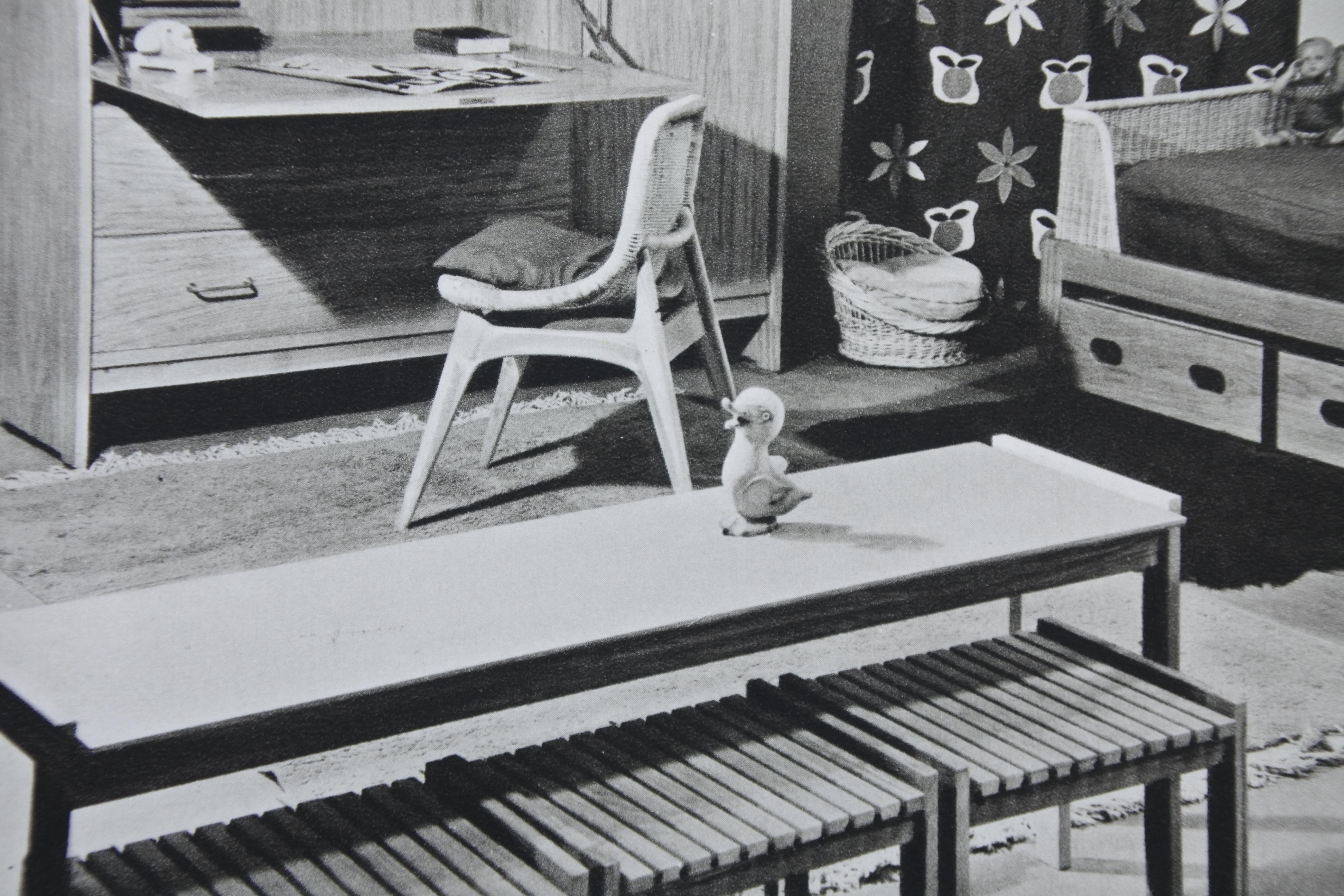 Geneviève Dangles Set of Three Side Tables or Stools in Solid Oak, France 1955 11