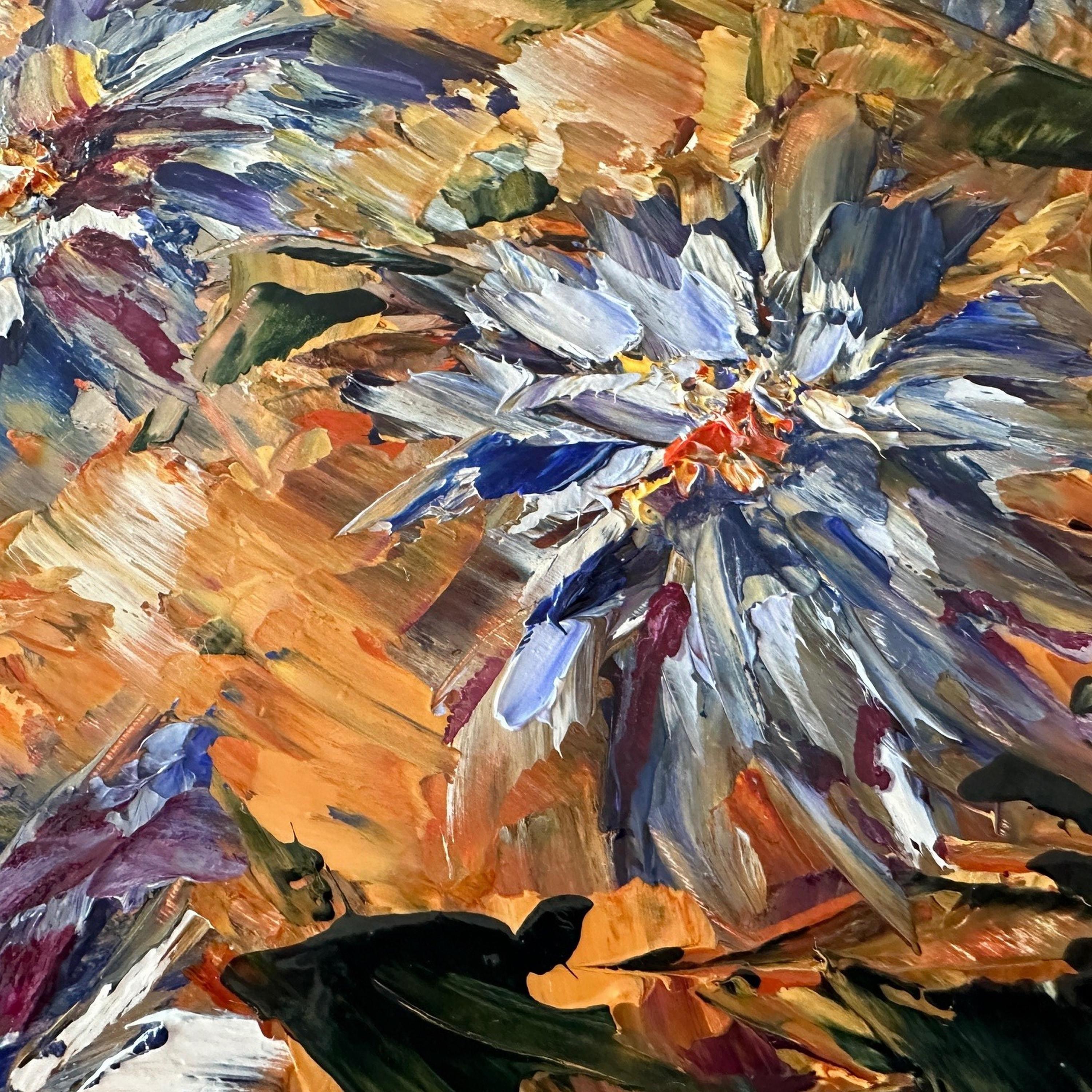 Blaue Jeans (Ölgemälde, Impasto, Impressionismus, farbenfroh, pastell, erd, erd) im Angebot 2