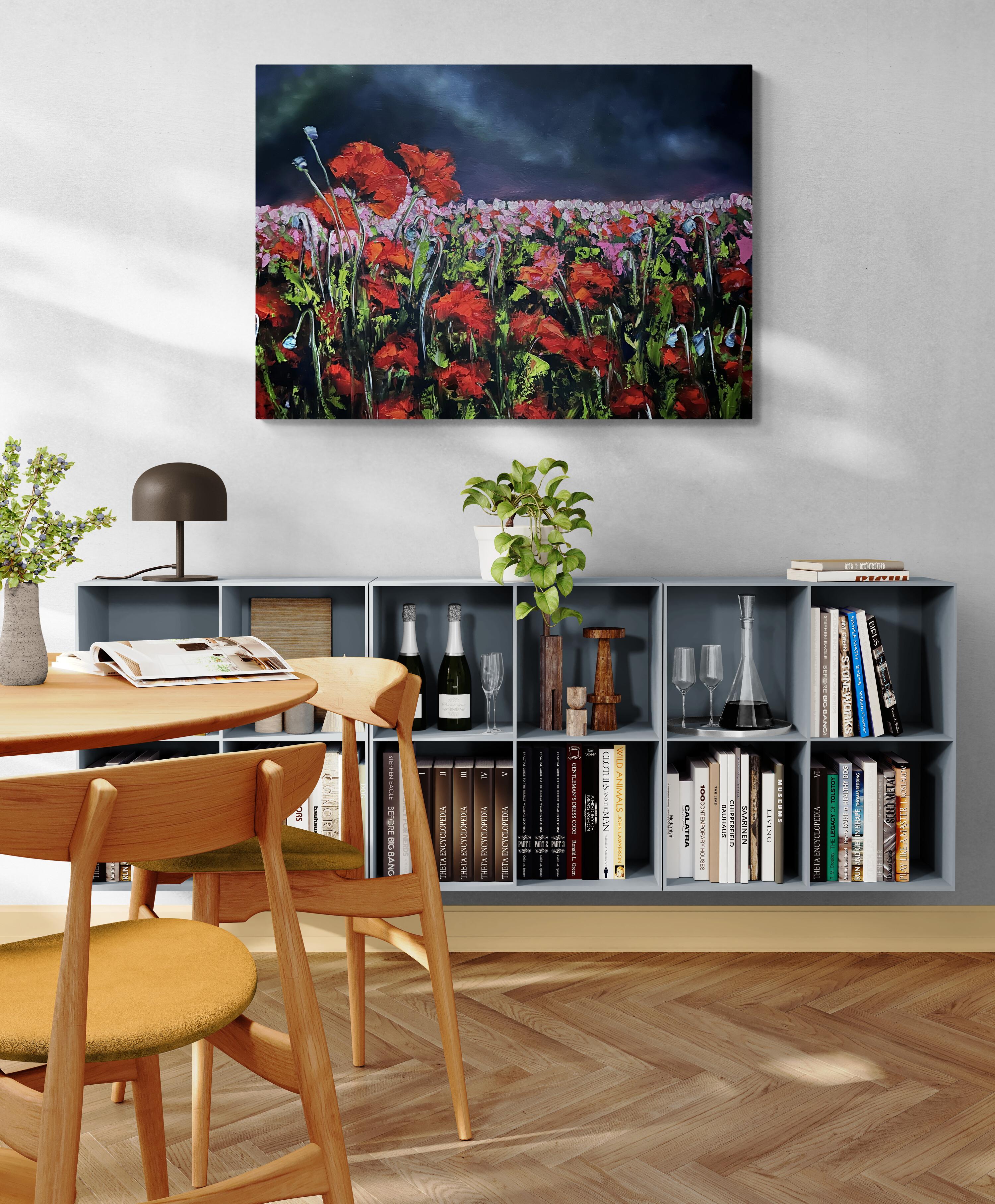 Blues of You (Ölgemälde, Impasto, Impressionismus, farbenfroh, pastell, dramatisch) – Painting von Genevieve Hamel