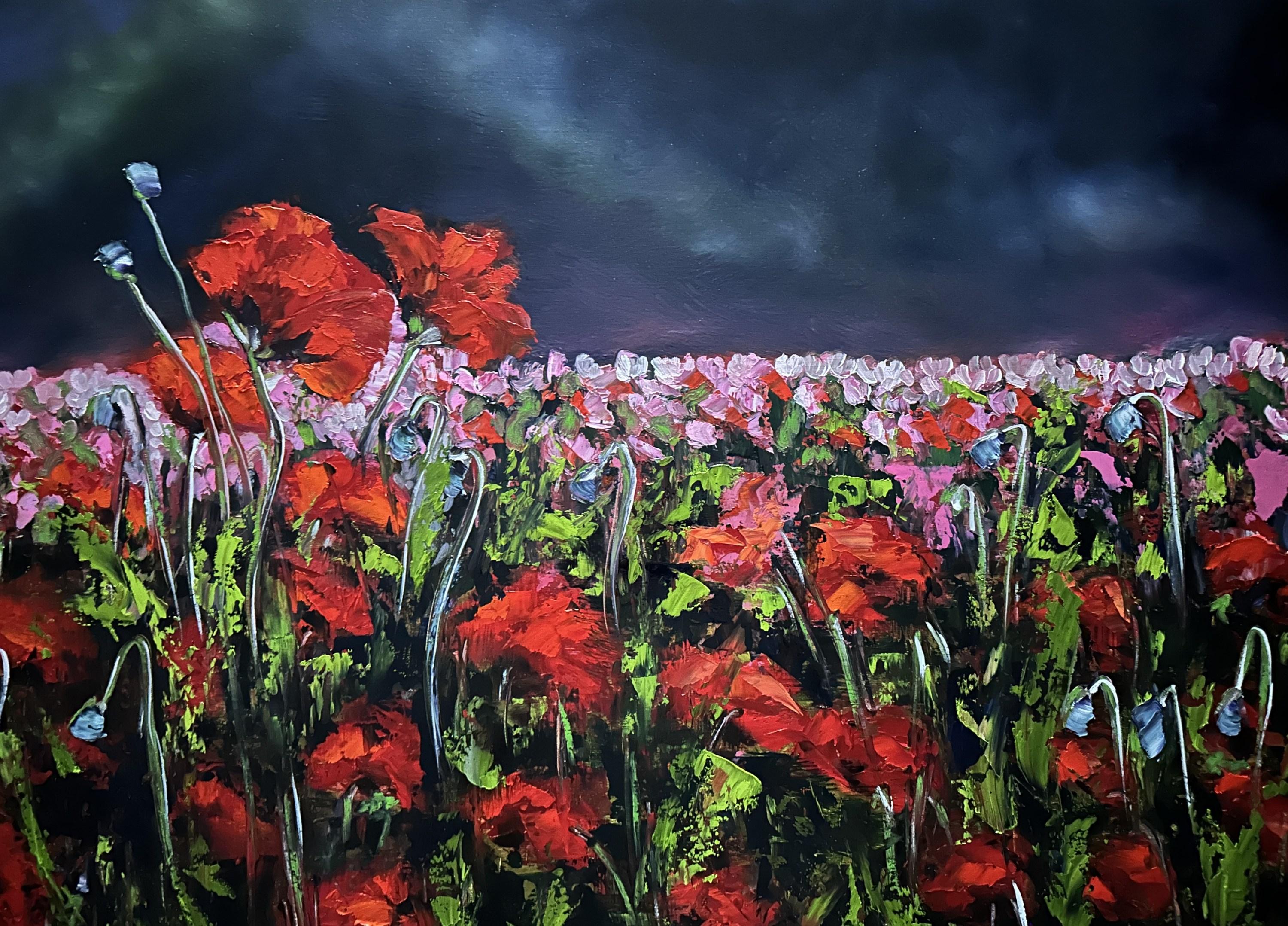 Genevieve Hamel Landscape Painting – Blues of You (Ölgemälde, Impasto, Impressionismus, farbenfroh, pastell, dramatisch)