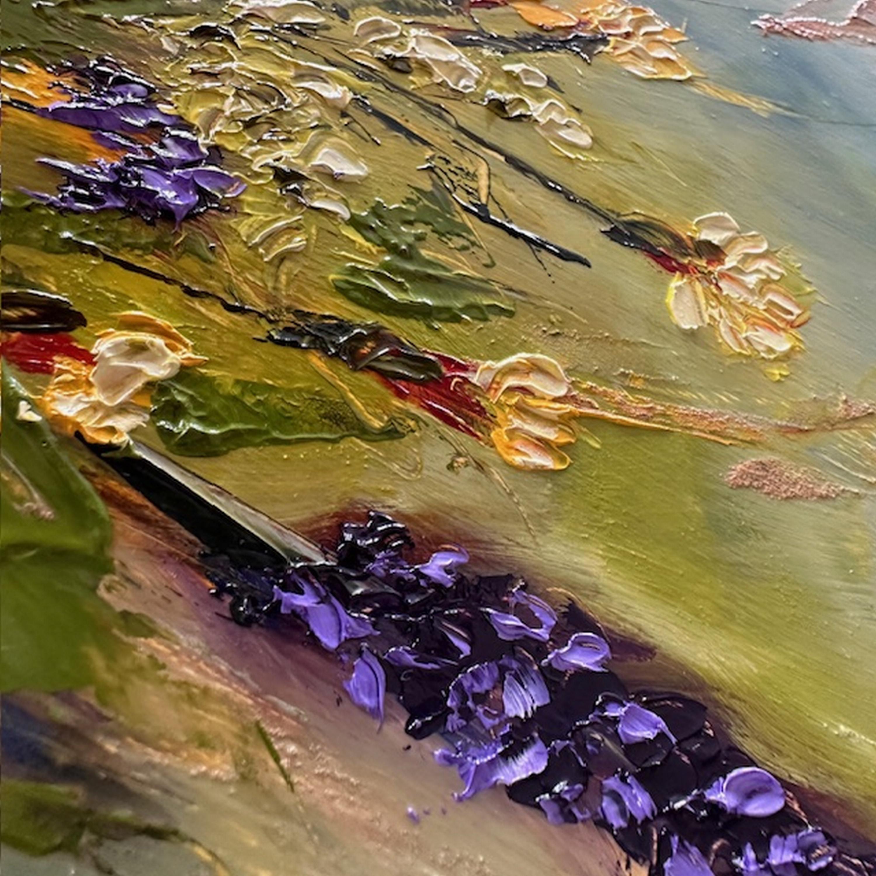 Blumenstrauß (Ölgemälde, Impasto, Impressionismus, farbenfroh, Pastell, WARM) im Angebot 2