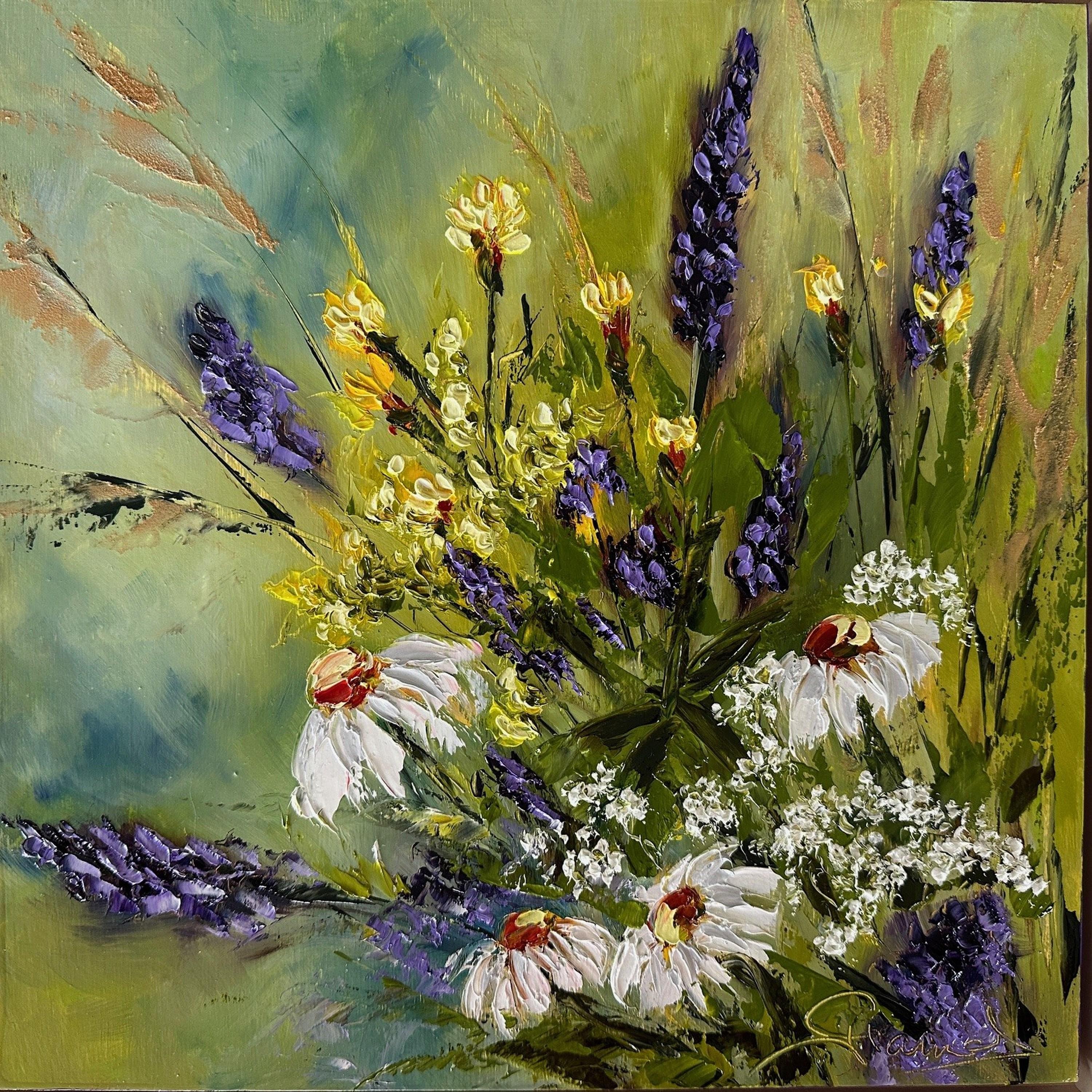 Blumenstrauß (Ölgemälde, Impasto, Impressionismus, farbenfroh, Pastell, WARM)
