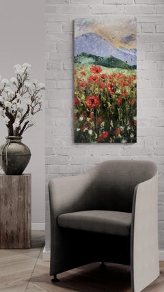 By the Mountains (Oil Painting, Impasto, Impressionism, Colorful, Iconic)