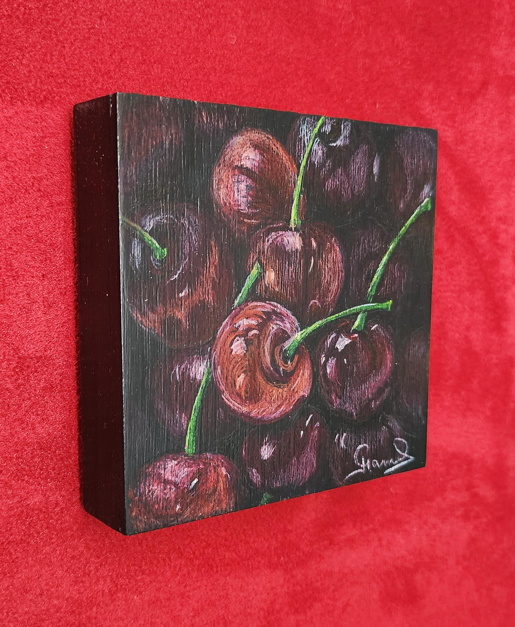 Cherries - Modern Painting by Genevieve Hamel