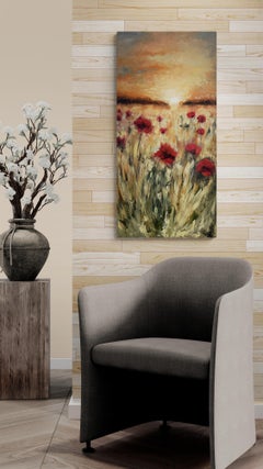 Glow (Oil Painting, Impasto, Impressionism, Colorful, Iconic, Warm, Sun, Gold)