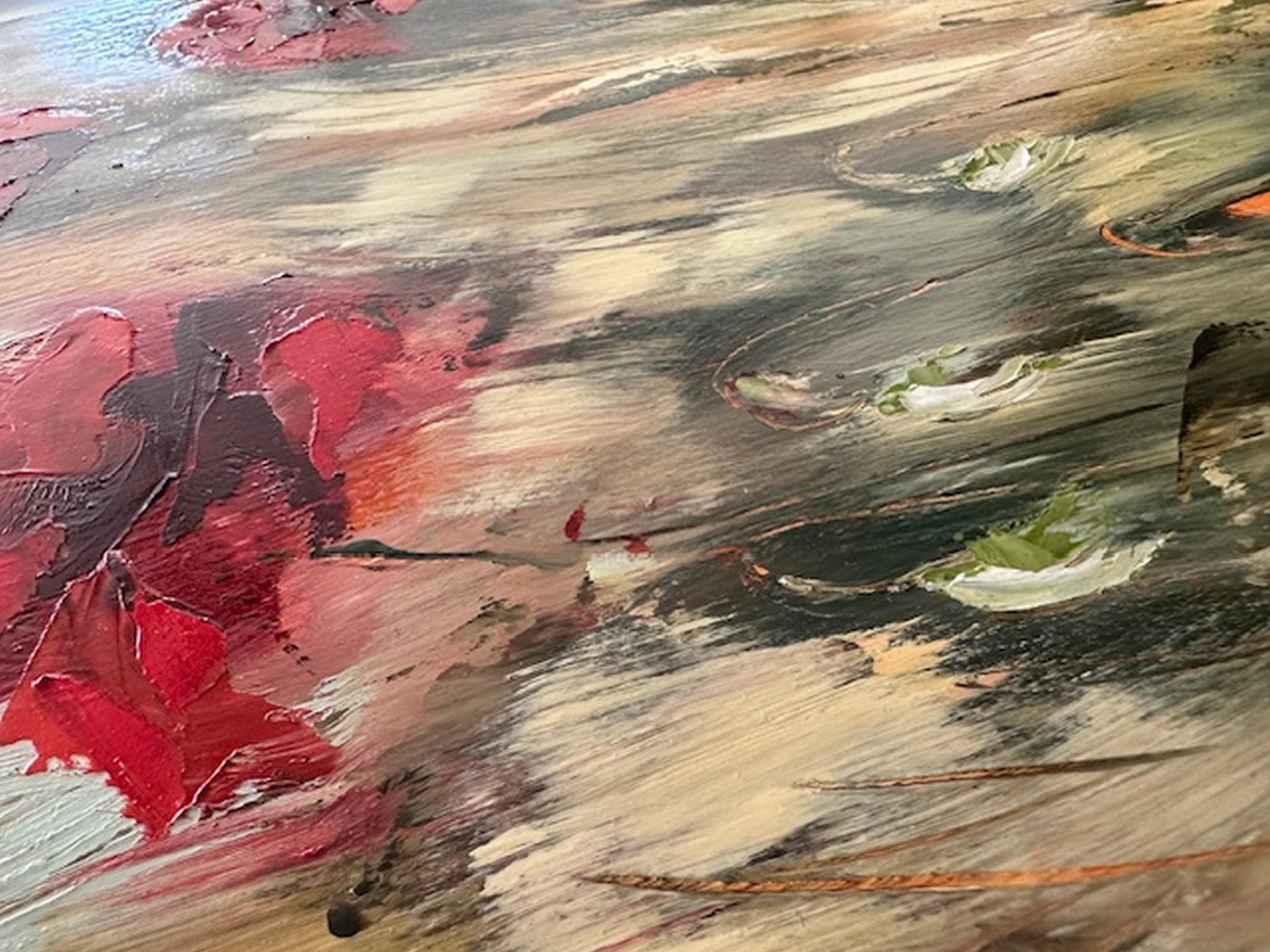 Bagliore (Pittura a olio, Impasto, Impressionismo, Colorato, Iconico, Caldo, Sole, Oro) in vendita 1