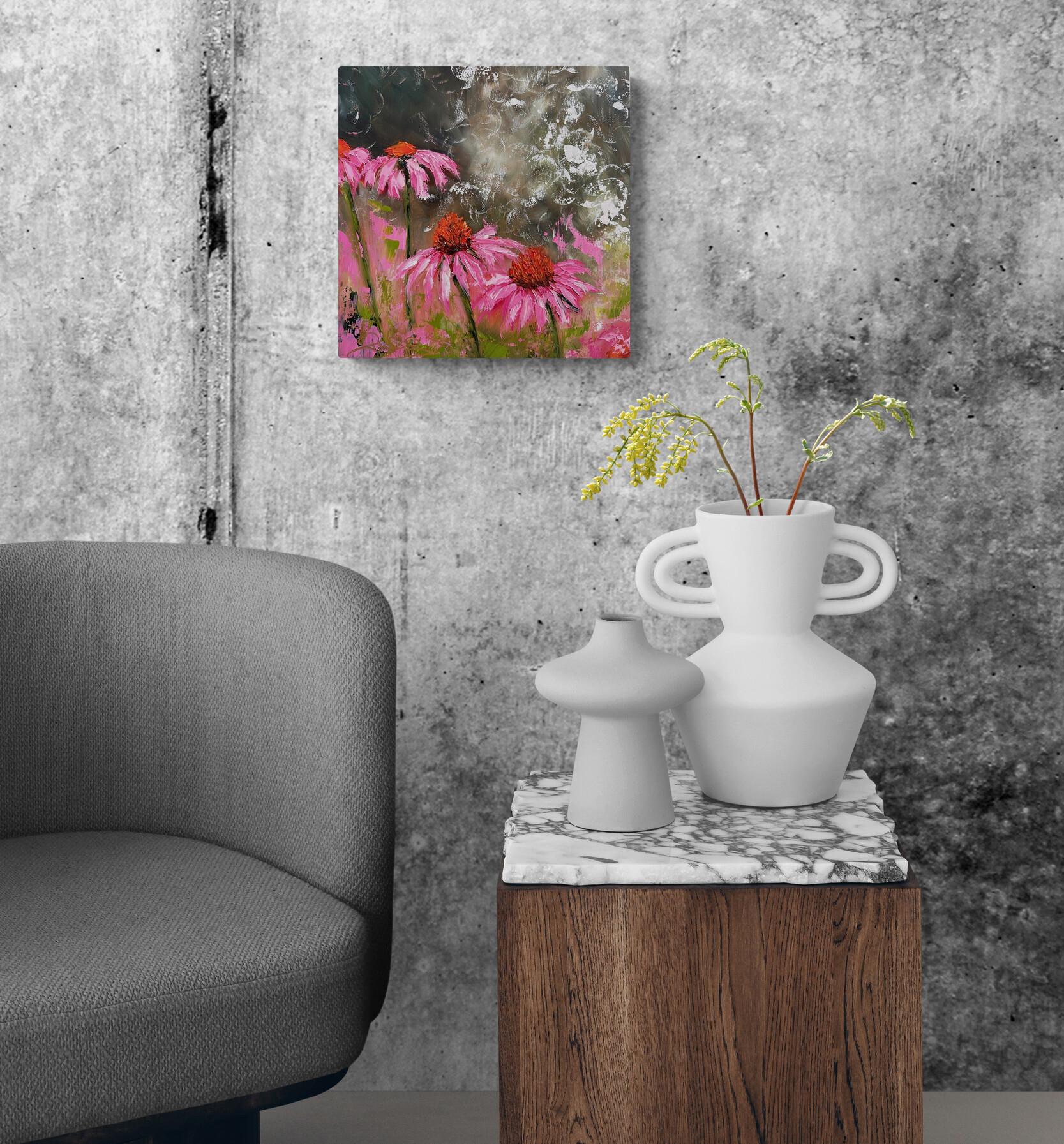 Burbujas de amor (Pintura al óleo, Impasto, Impresionismo, Colorido, Rosa, Gris, Cálido) - Painting Moderno de Genevieve Hamel