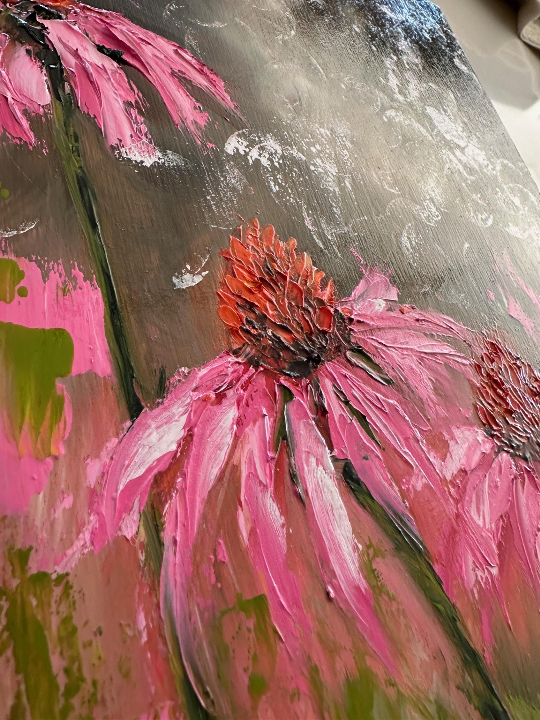 Burbujas de amor (Pintura al óleo, Impasto, Impresionismo, Colorido, Rosa, Gris, Cálido) en venta 2