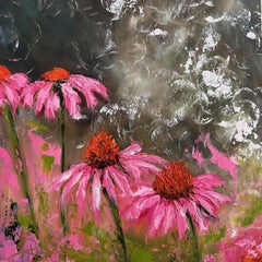 Burbujas de amor (Pintura al óleo, Impasto, Impresionismo, Colorido, Rosa, Gris, Cálido)
