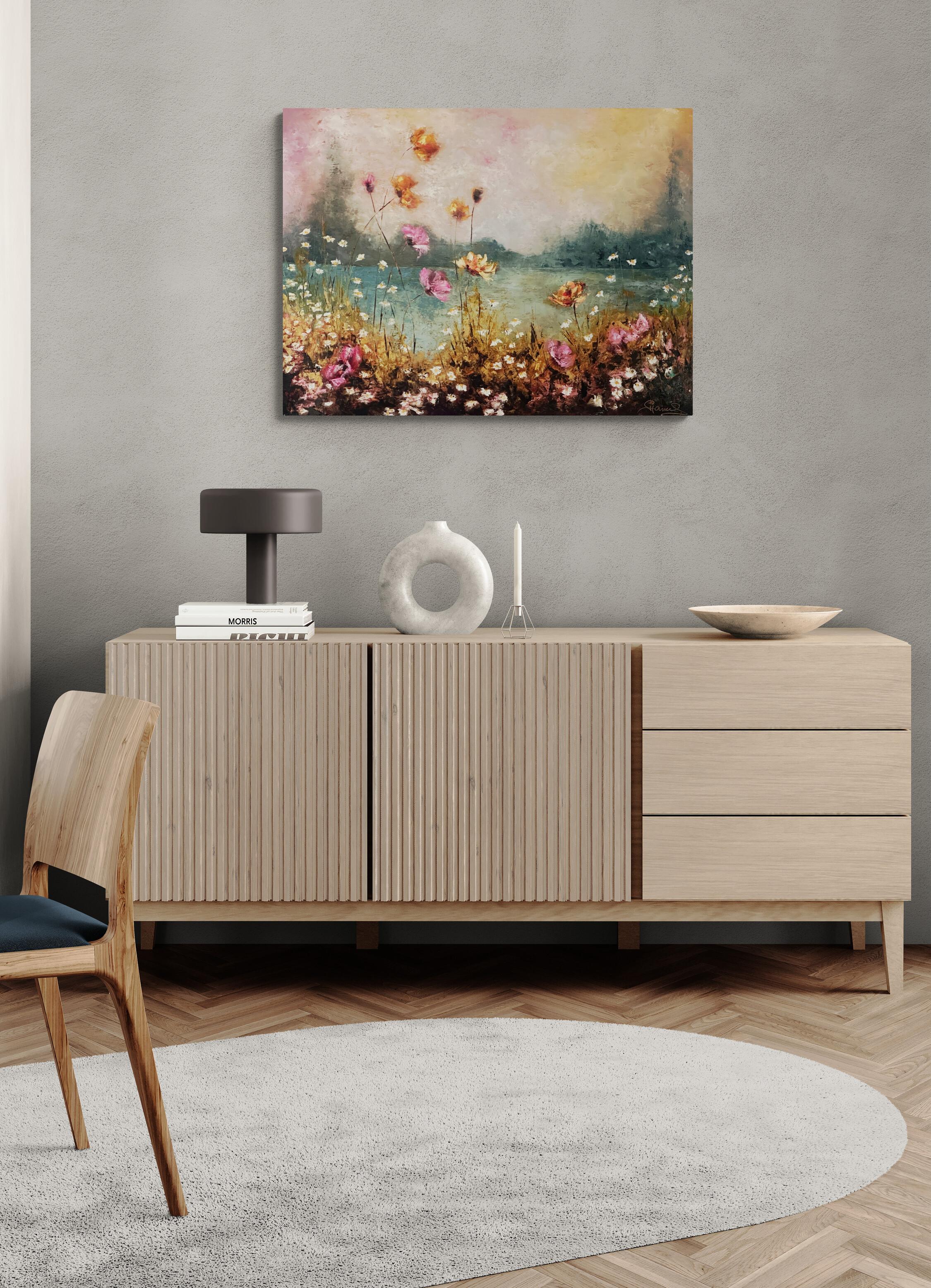 Mística (Pintura al óleo, Impasto, Impresionismo, Colorido, Pastel, Resplandor, Cálido) - Painting Impresionista de Genevieve Hamel