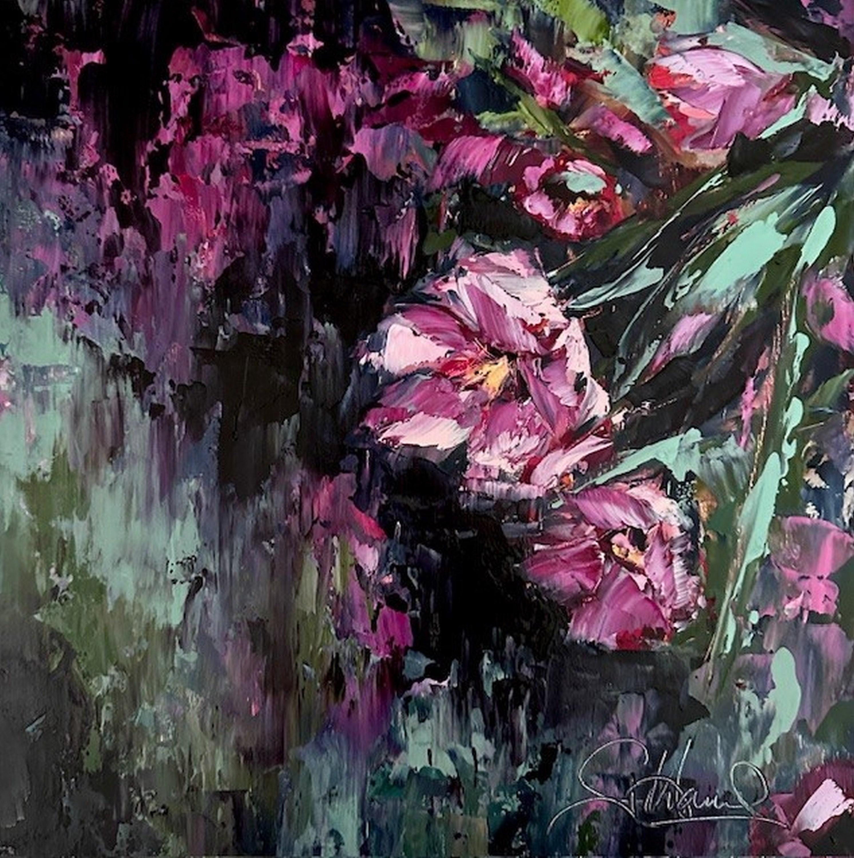 Next To You (Ölgemälde, Impasto, Impressionismus, farbenfroh, Pastell, WARM) – Painting von Genevieve Hamel