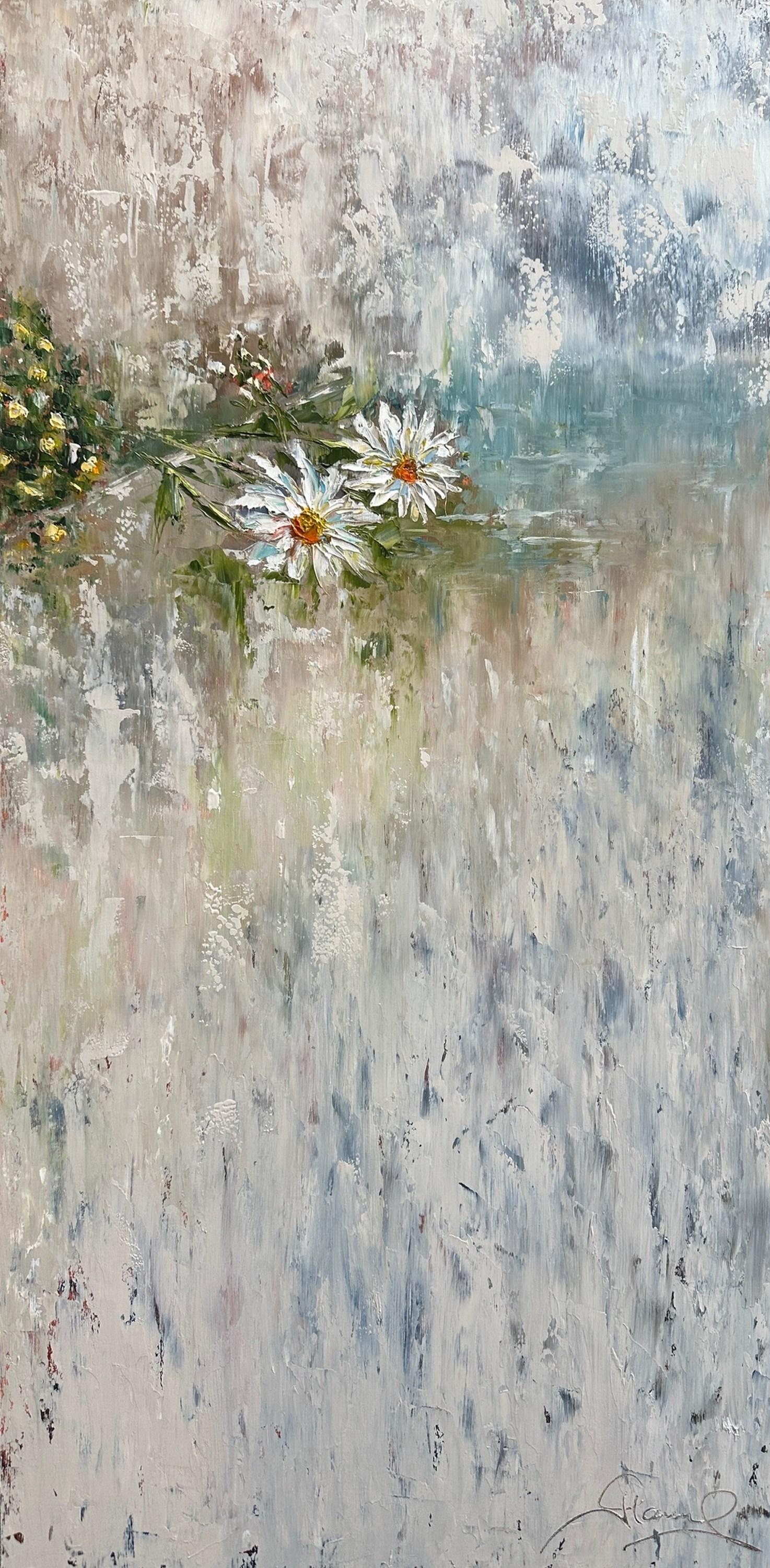 Genevieve Hamel
Soft & Fluffy
Oil on Wood Panel
Year: 2024
Size: 36 x 18 x 1.625 inches
Signed by hand
COA provided
Ref.: 924802-2096

Soft & fluffy are the perfect words to describe these fragile daisies resting on a table. The heavy glazing’s add