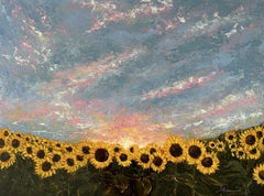 Sunflower Garden (Oil Painting, Impasto, Impressionism, Colorful, Warm, Yellow)