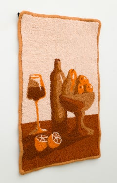 "Bippity", orangefarbene Still-Leben-Textil-Skulptur, handgestanzte Garn-Skulptur