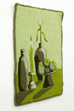 "Boppity", Contemporary Fiber Artwork, Hand-Punched Yarn on Fabric Still-Life