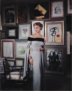 Jean Patchett in a Netti Rosenstein dress in Raymond Loewy’s apartment, New York