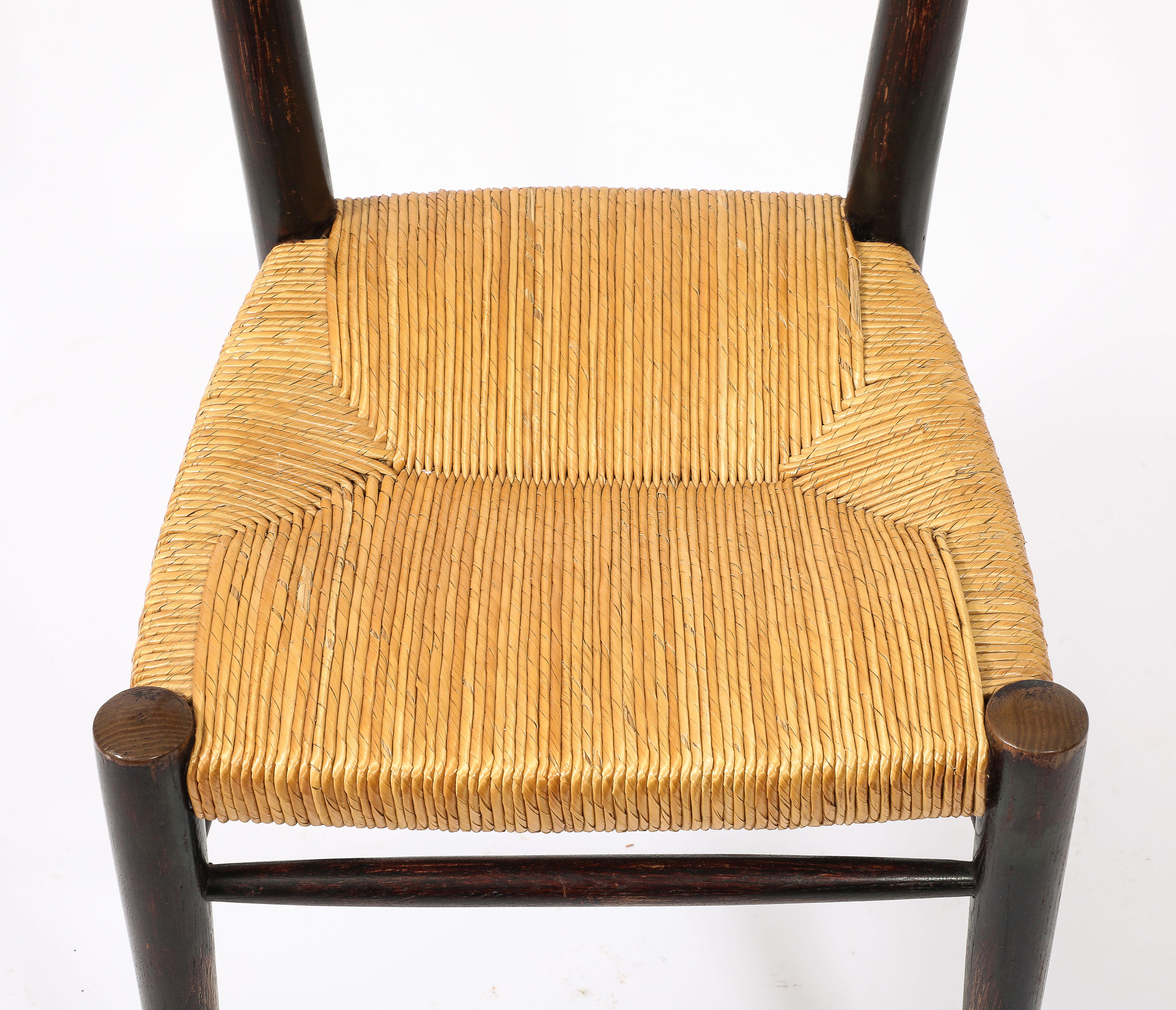 French Genevieve Pons Rush Chairs For Sale