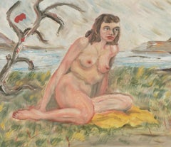 Mid Century Bay Area Figurative Landscape, Woman on the Shore