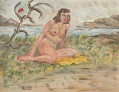 Mid Century Bay Area Figurative Landscape, Woman on the Shore