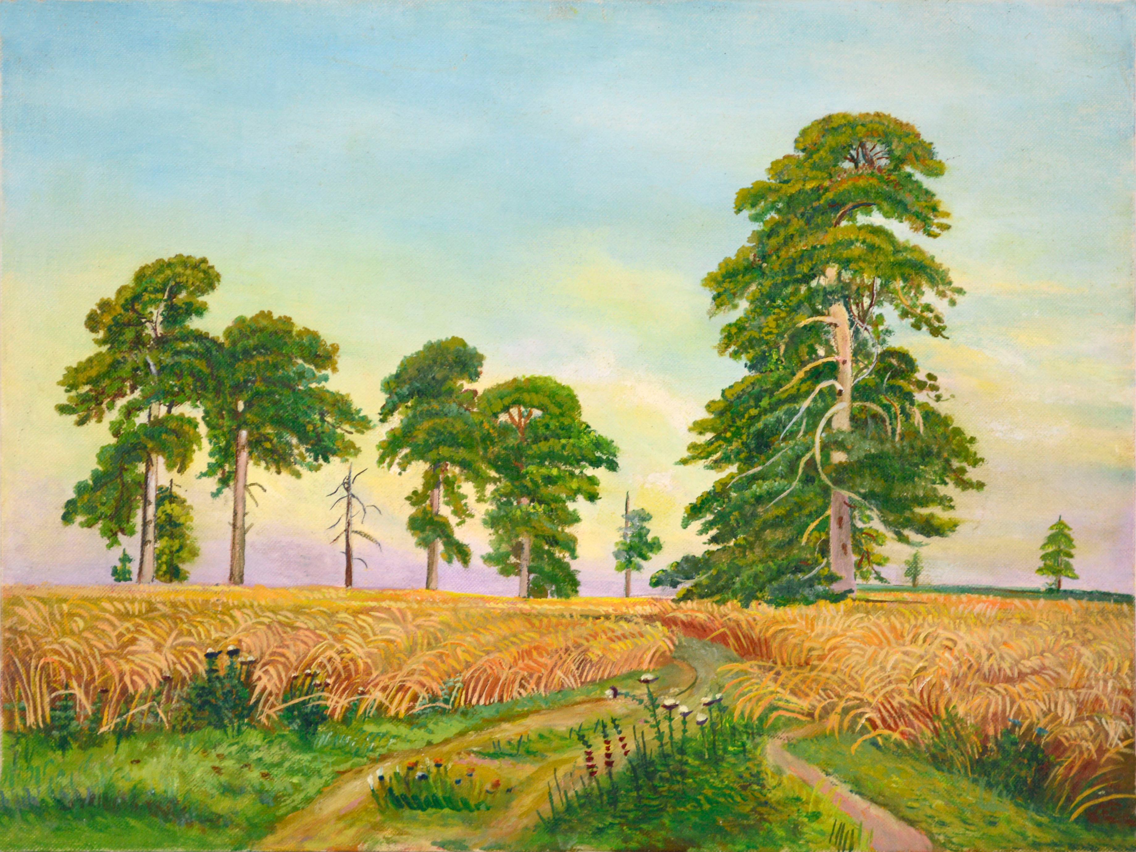 Mid Century Fields of Wheat Landscape by Genevieve Rogers 