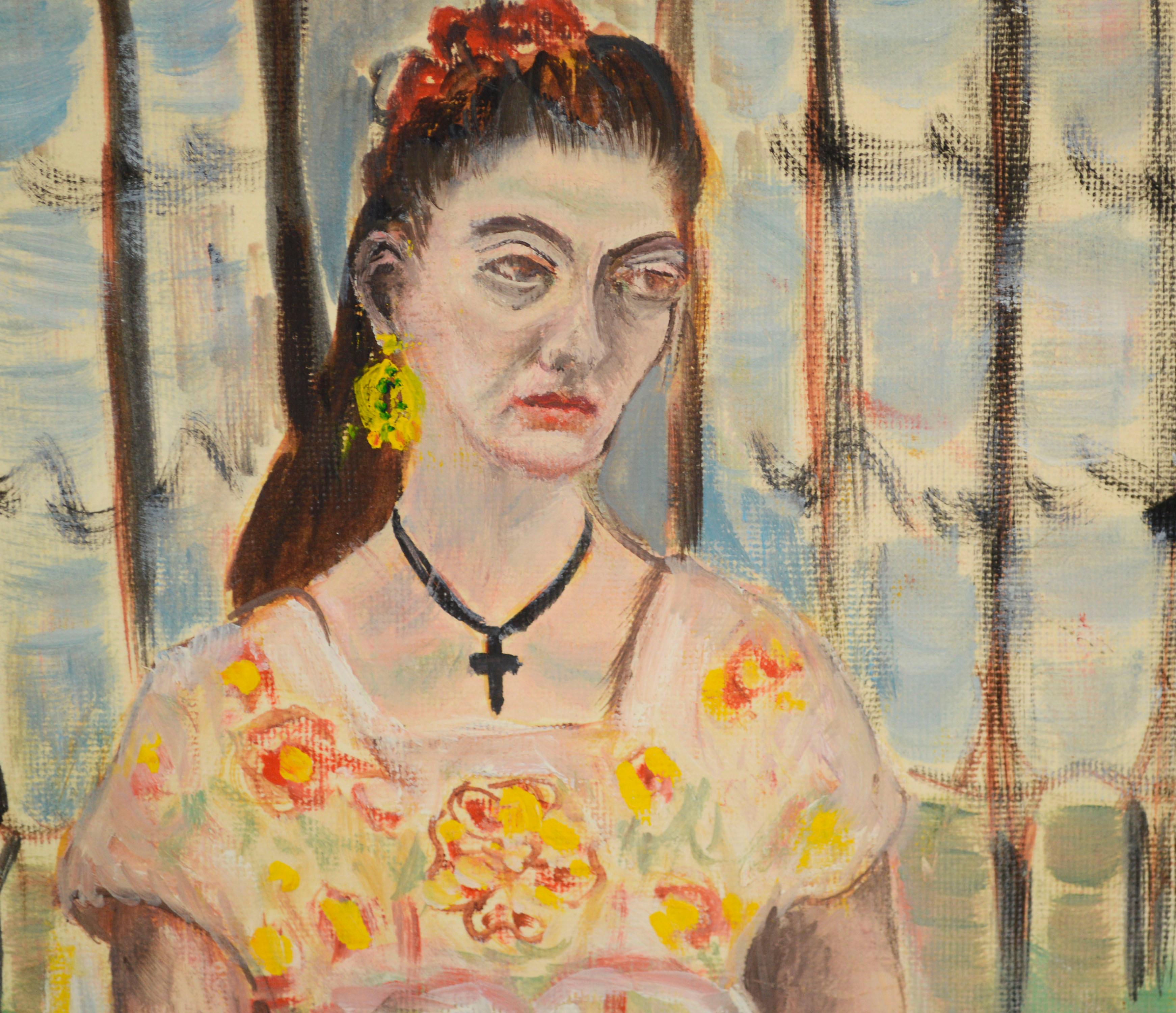 Frida Kahlo-Studie aus der Mitte des Jahrhunderts (Amerikanischer Impressionismus), Painting, von Genevieve Rogers