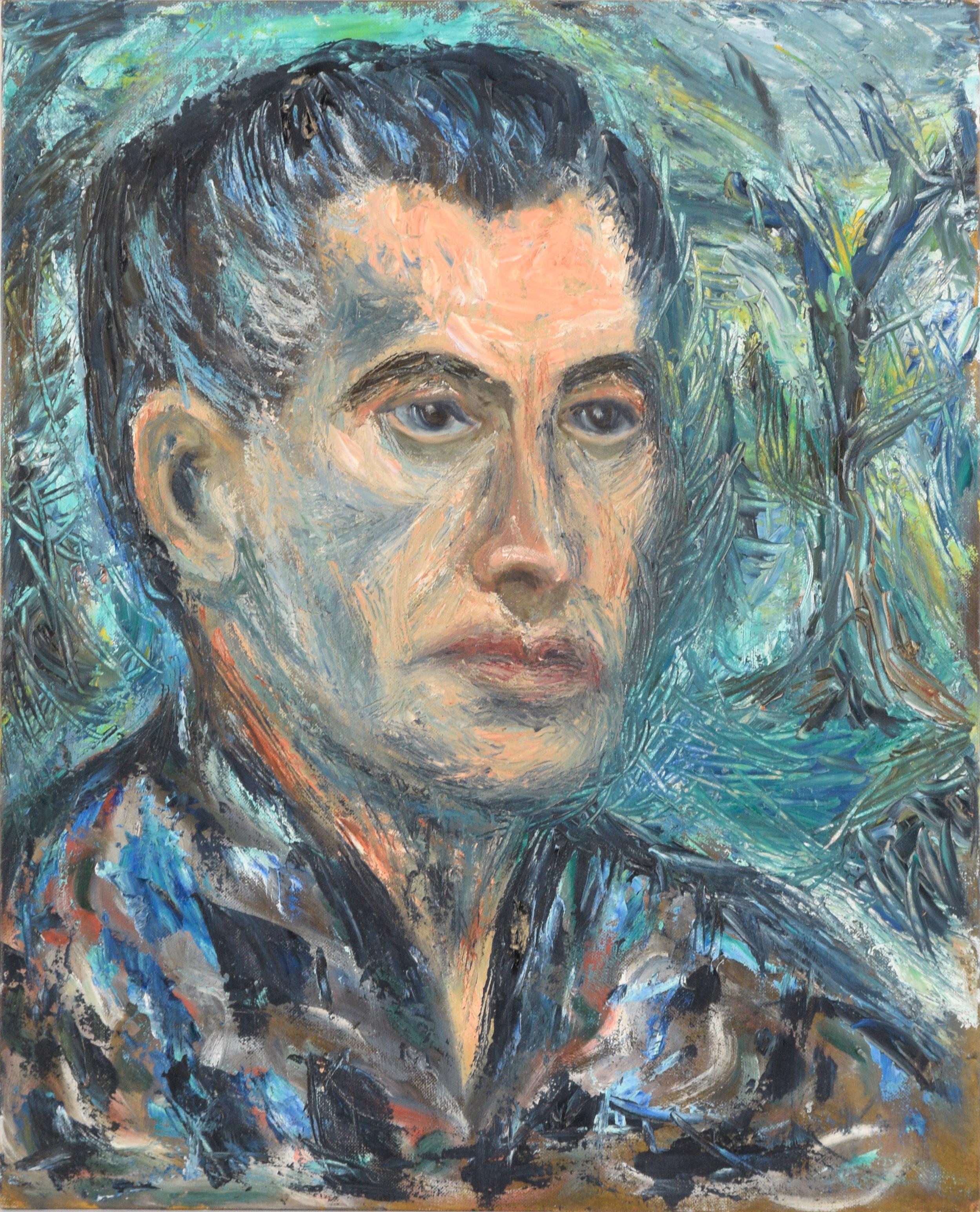 Mid Century Modern Portrait of a Dark Haired Man