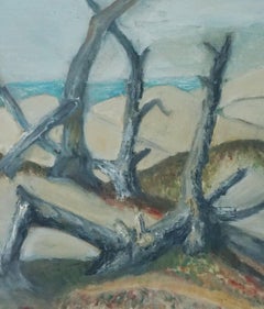 Driftwood on the Beach, Mid Century Coastal Landscape