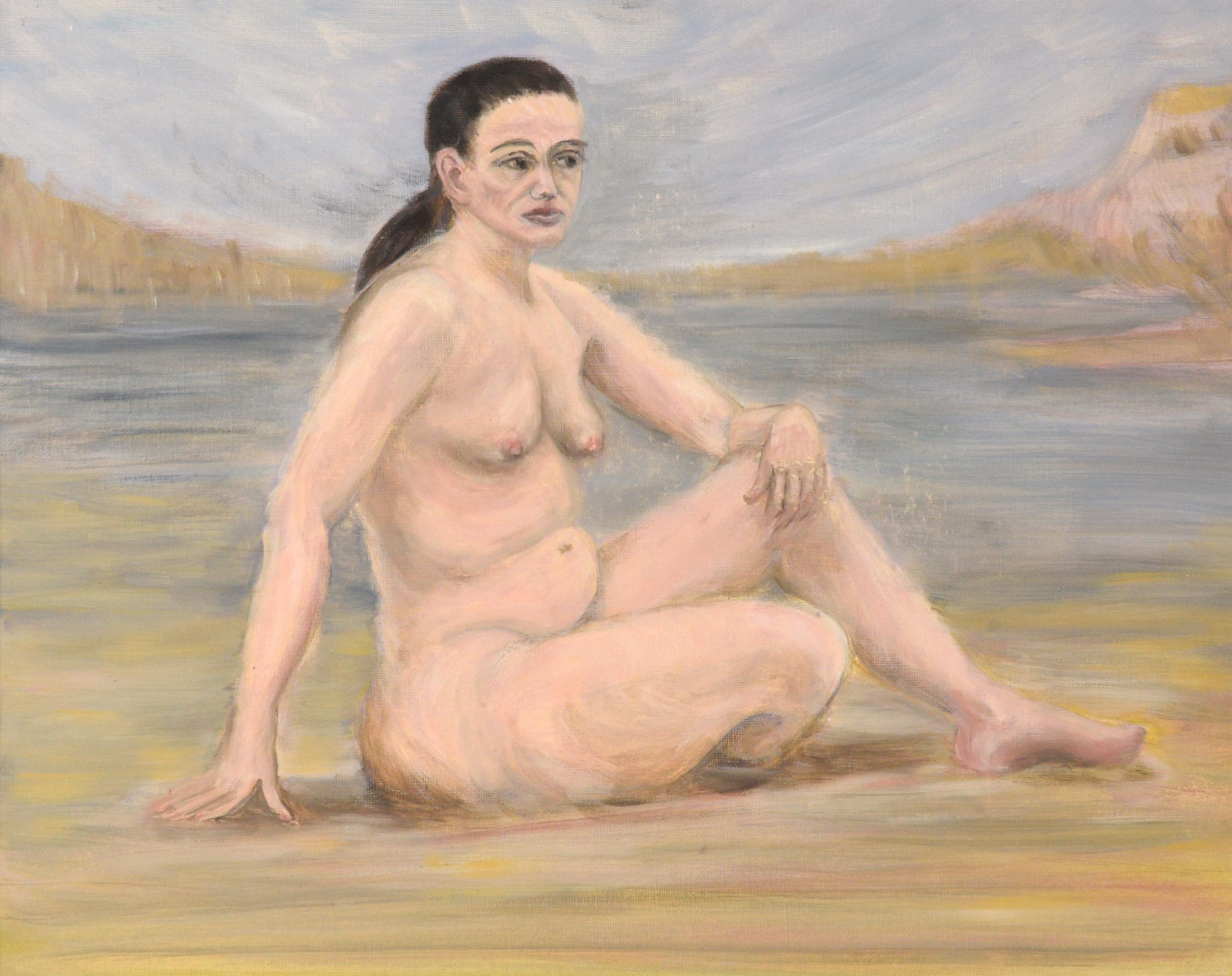 Woman at the Lake, Mid Century Bay Area Nude Figure Study  - Painting by Genevieve Rogers