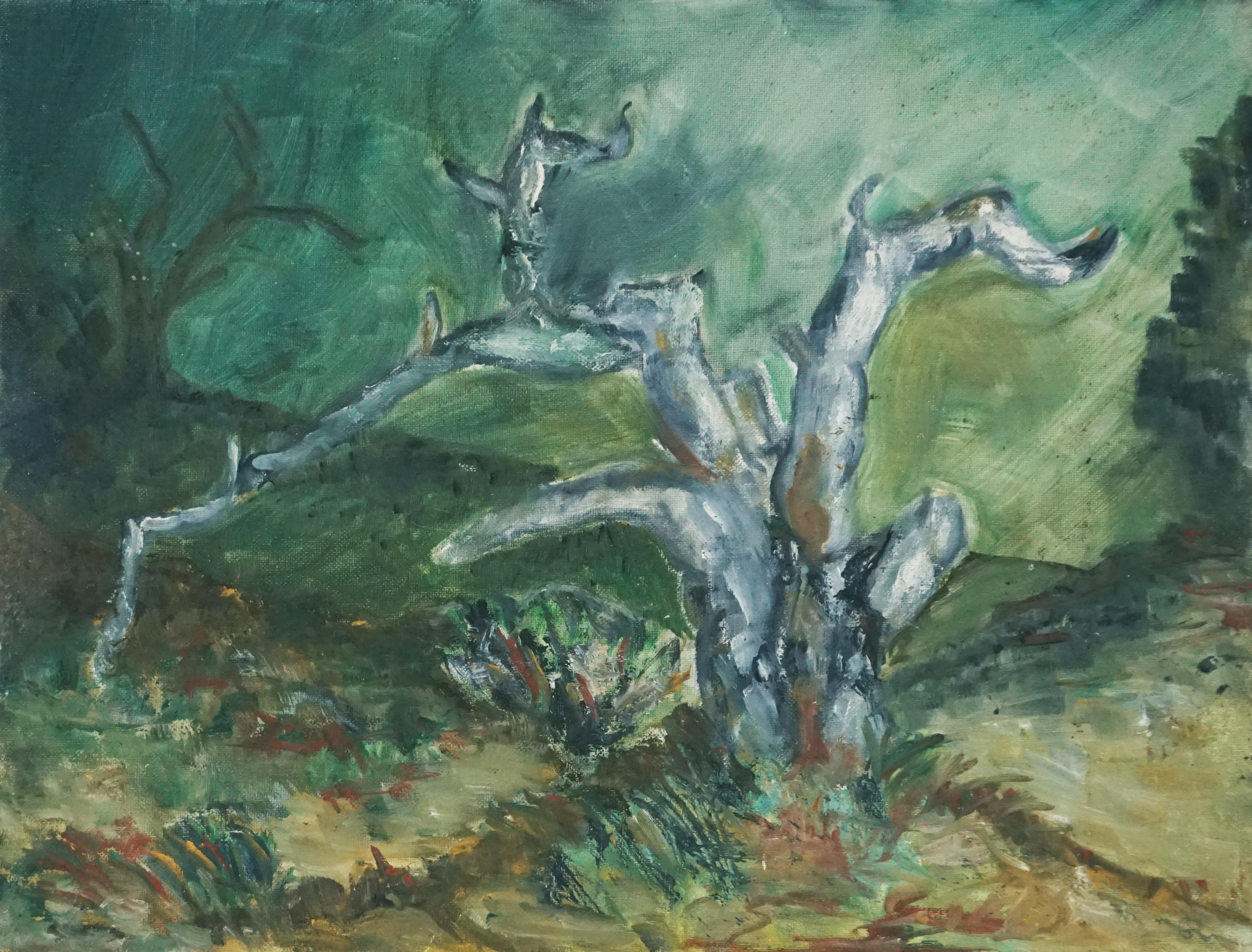 Genevieve Rogers Landscape Painting - Oak Tree, 1960s Pacific Grove California Landscape 