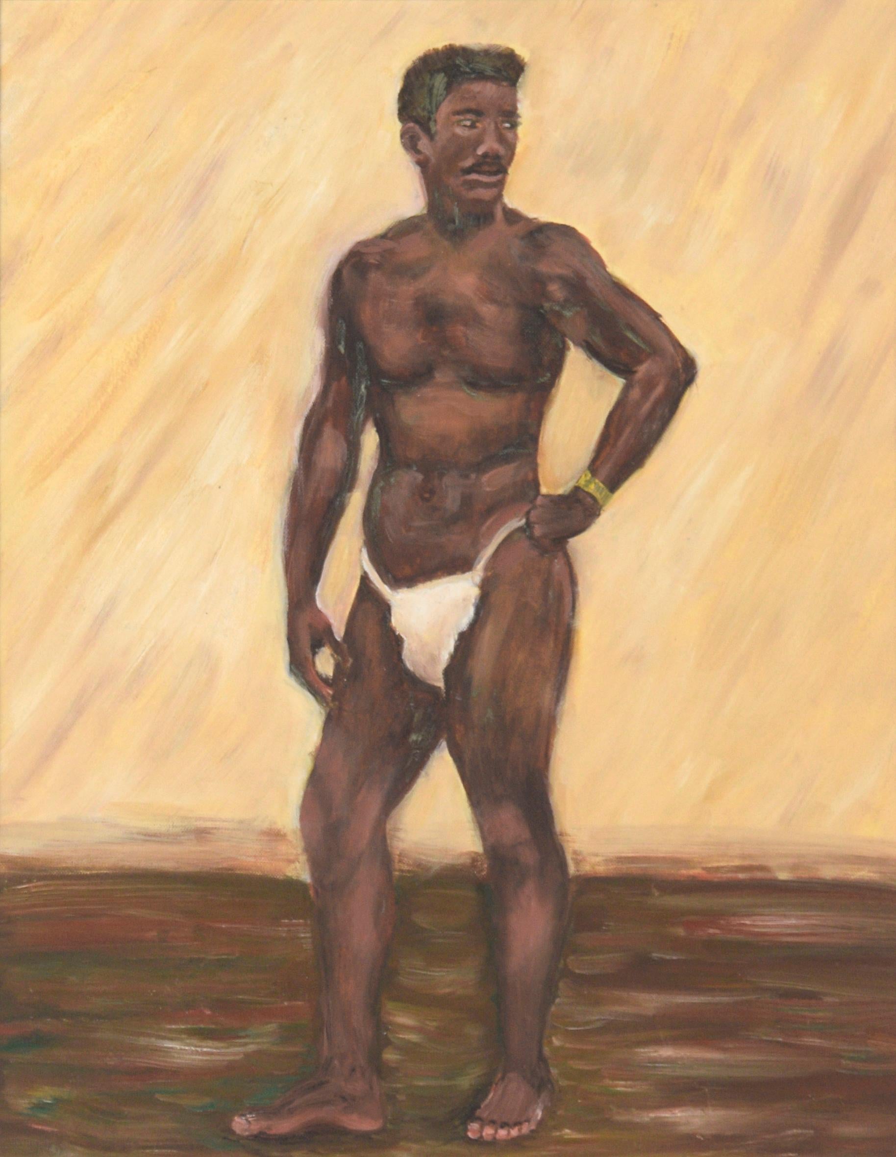Mid Century Portrait of an African American Man - Painting by Genevieve Rogers