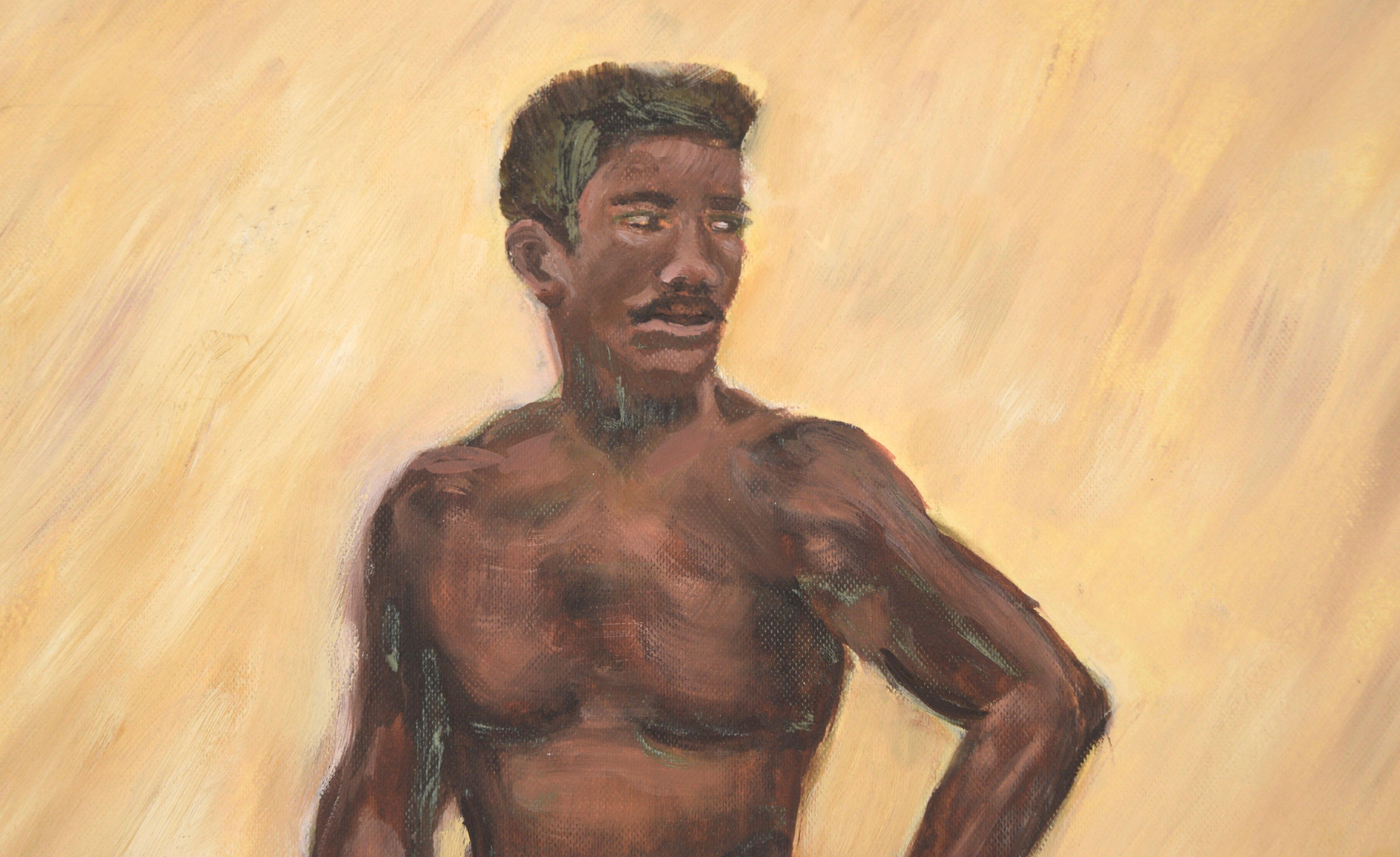 Portrait d'un homme afro-américain du milieu du siècle dernier - Impressionnisme américain Painting par Genevieve Rogers