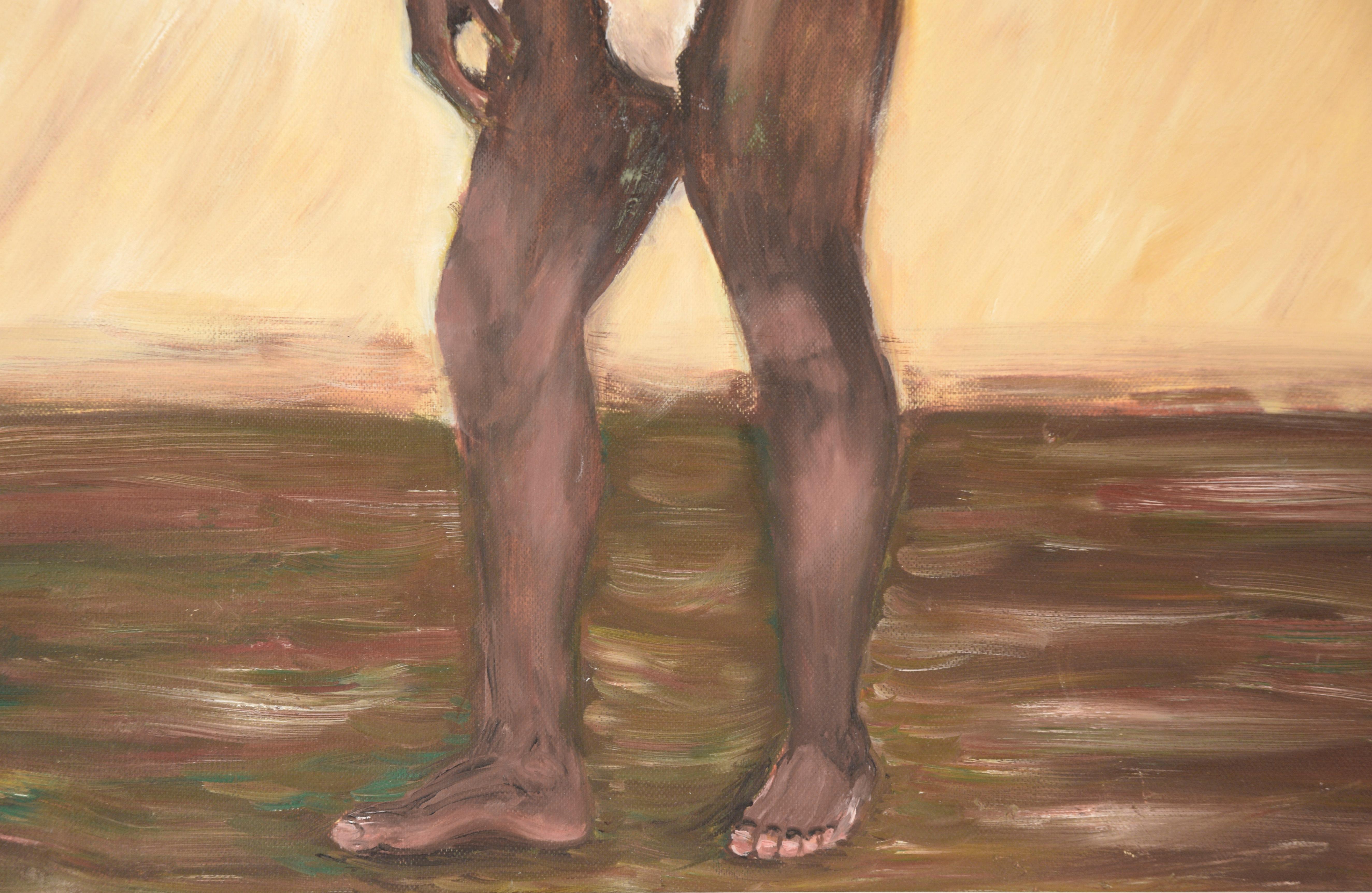 Figurenstudie eines afroamerikanischen Mannes aus der Mitte des Jahrhunderts von der amerikanischen impressionistischen Künstlerin Genevieve Rogers. Unsigniert, aber mit einer Sammlung ihrer Arbeiten erworben. Präsentiert in einer neuen
