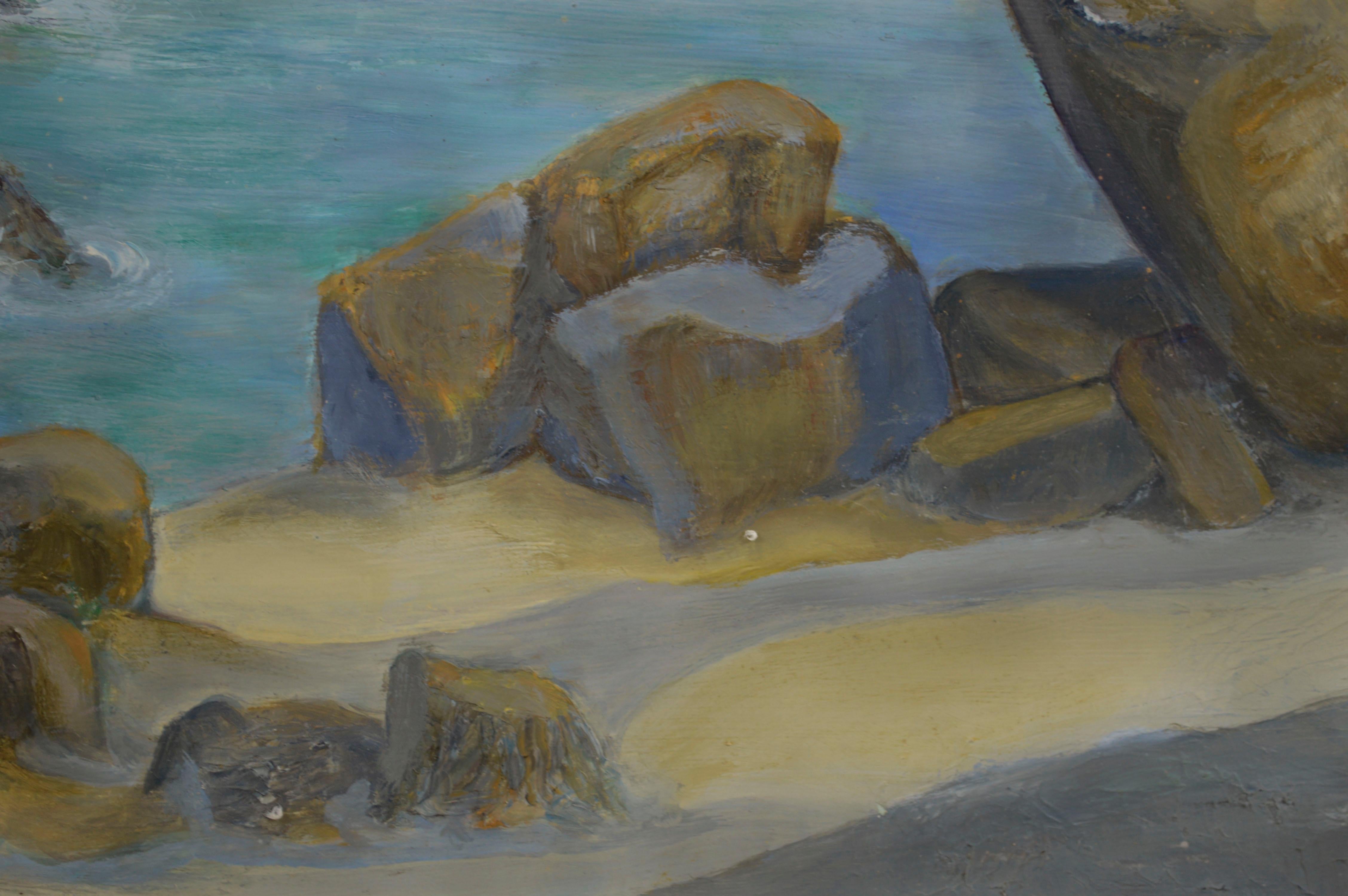 Vista sul mare di metà secolo, paesaggio marino della California - Painting Impressionismo americano di Genevieve Rogers