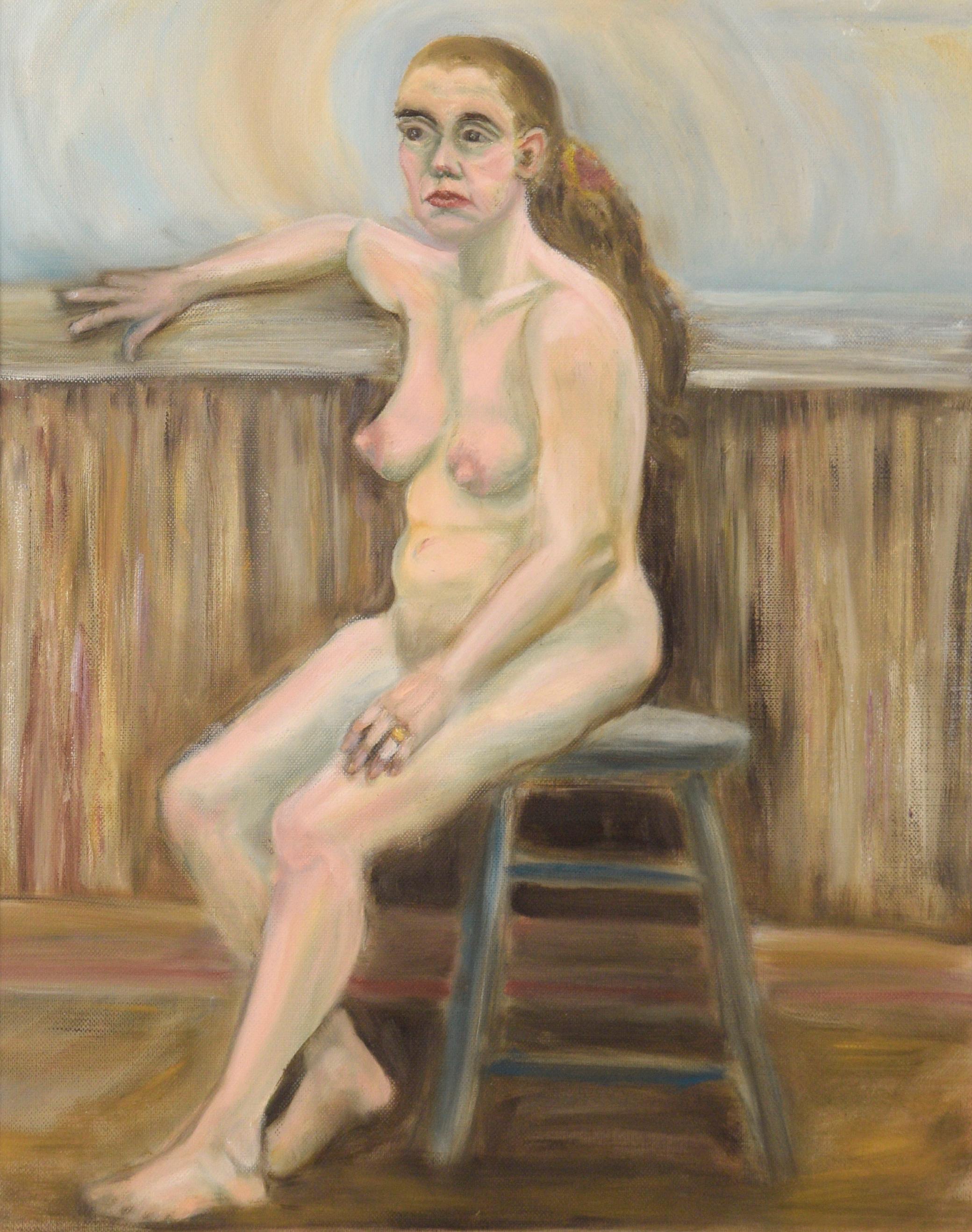 Femme nue assise - Painting de Genevieve Rogers