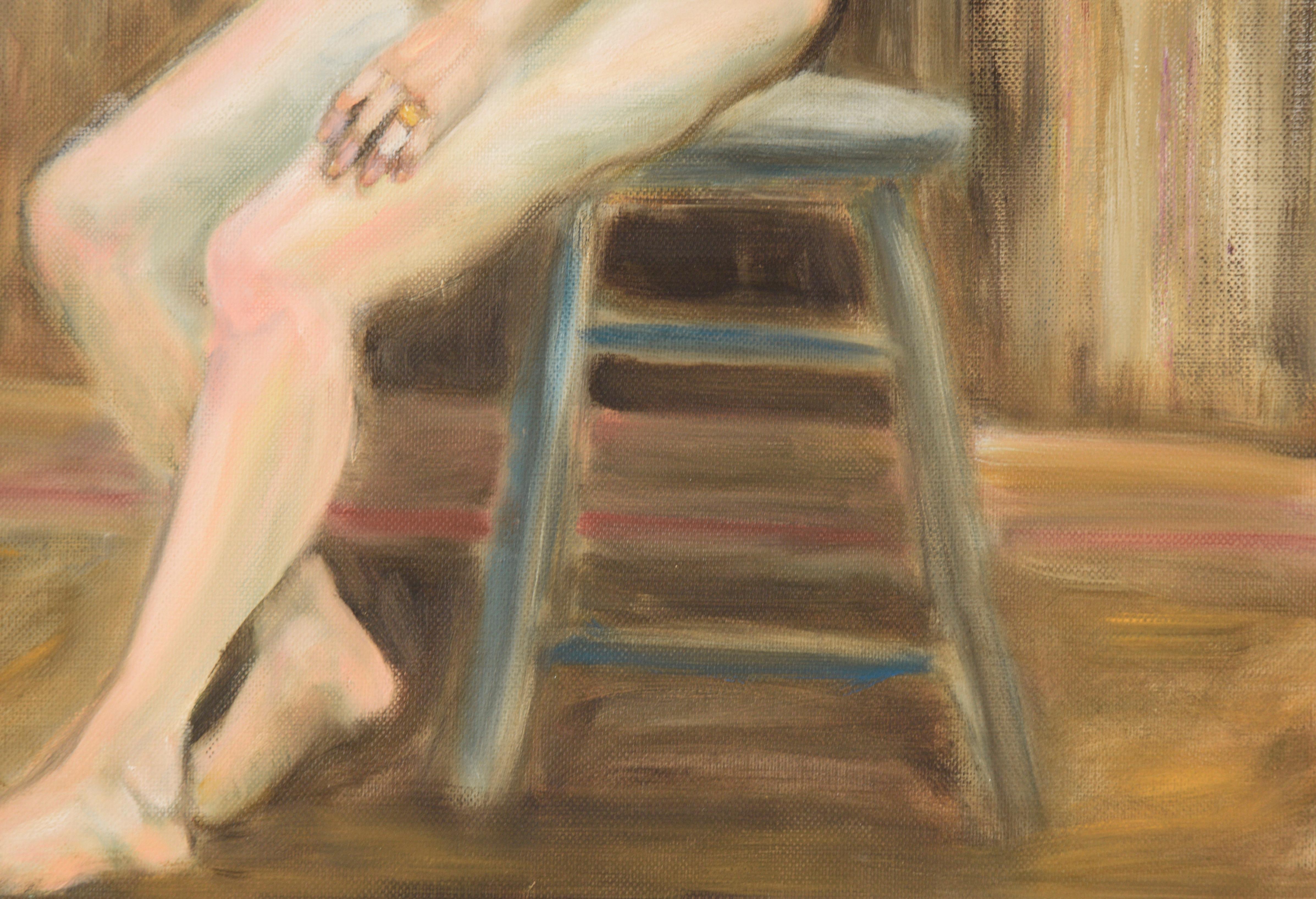 Seated Nude Woman - American Impressionist Painting by Genevieve Rogers