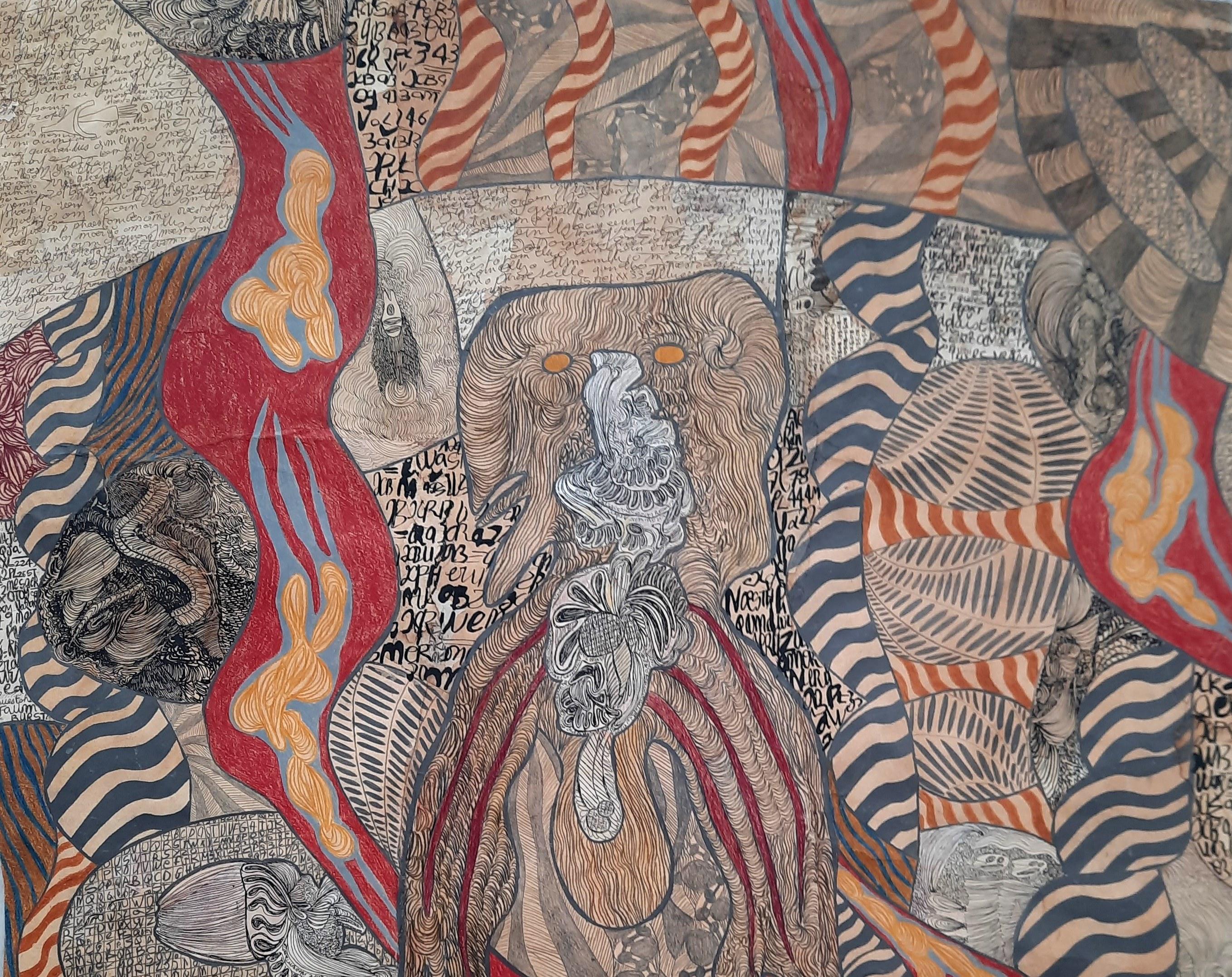 Der rote Fluss #1252- Genevive Seill, 21. Jahrhundert, Art brut, figürliche Kunst im Angebot 1