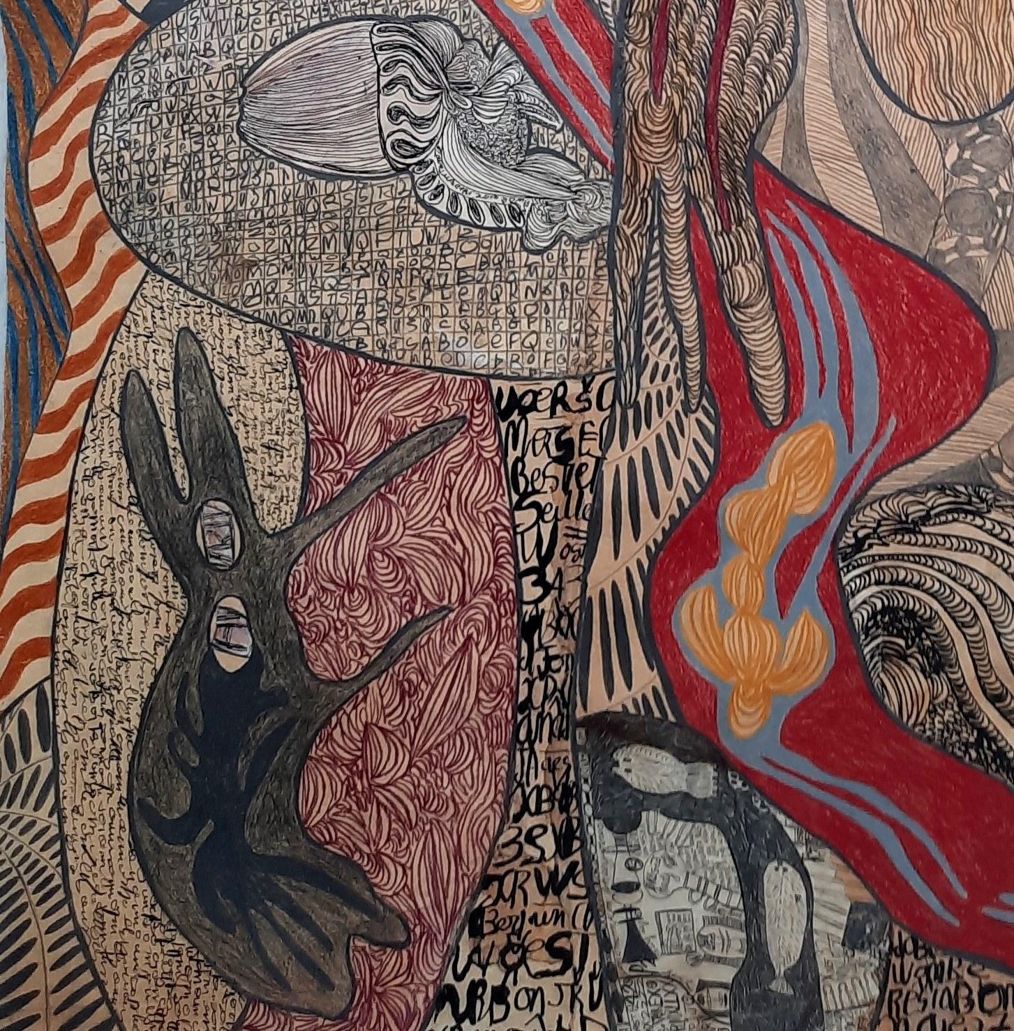 Der rote Fluss #1252- Genevive Seill, 21. Jahrhundert, Art brut, figürliche Kunst im Angebot 2