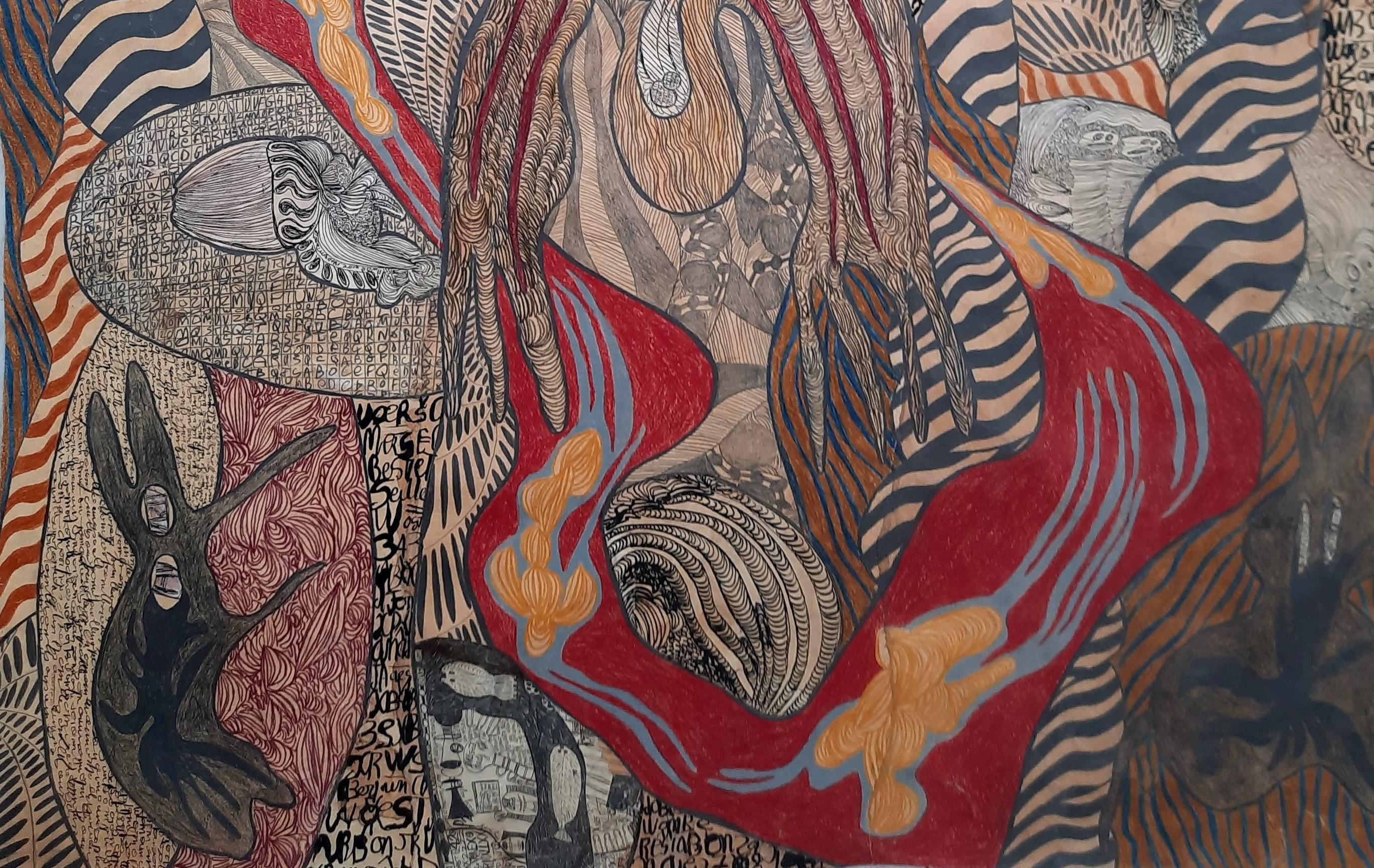 Der rote Fluss #1252- Genevive Seill, 21. Jahrhundert, Art brut, figürliche Kunst im Angebot 3