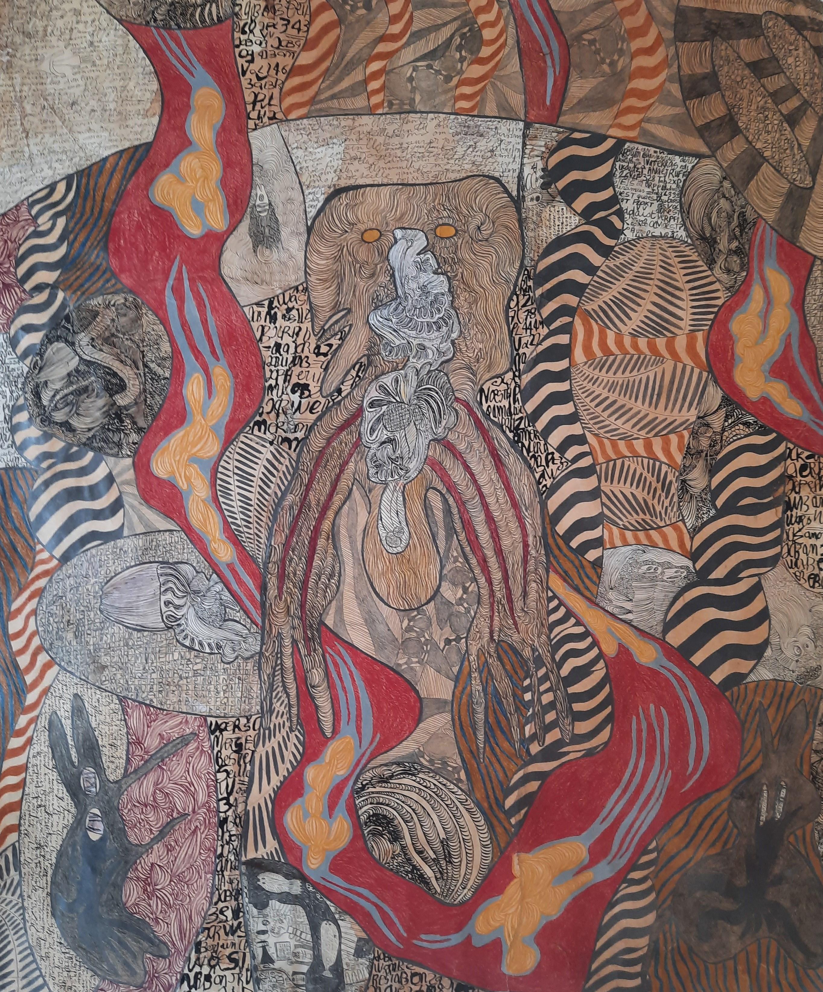 Der rote Fluss #1252- Genevive Seill, 21. Jahrhundert, Art brut, figürliche Kunst