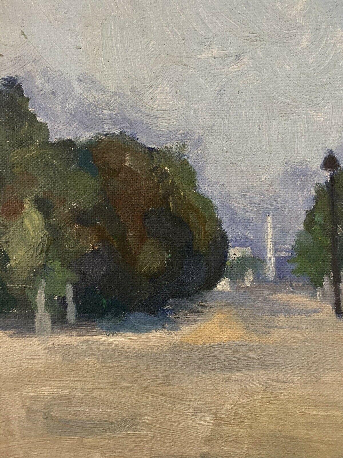 Genevieve Zondervan, French Oil Painting, Paris Park Scene Statues In Good Condition For Sale In Cirencester, GB