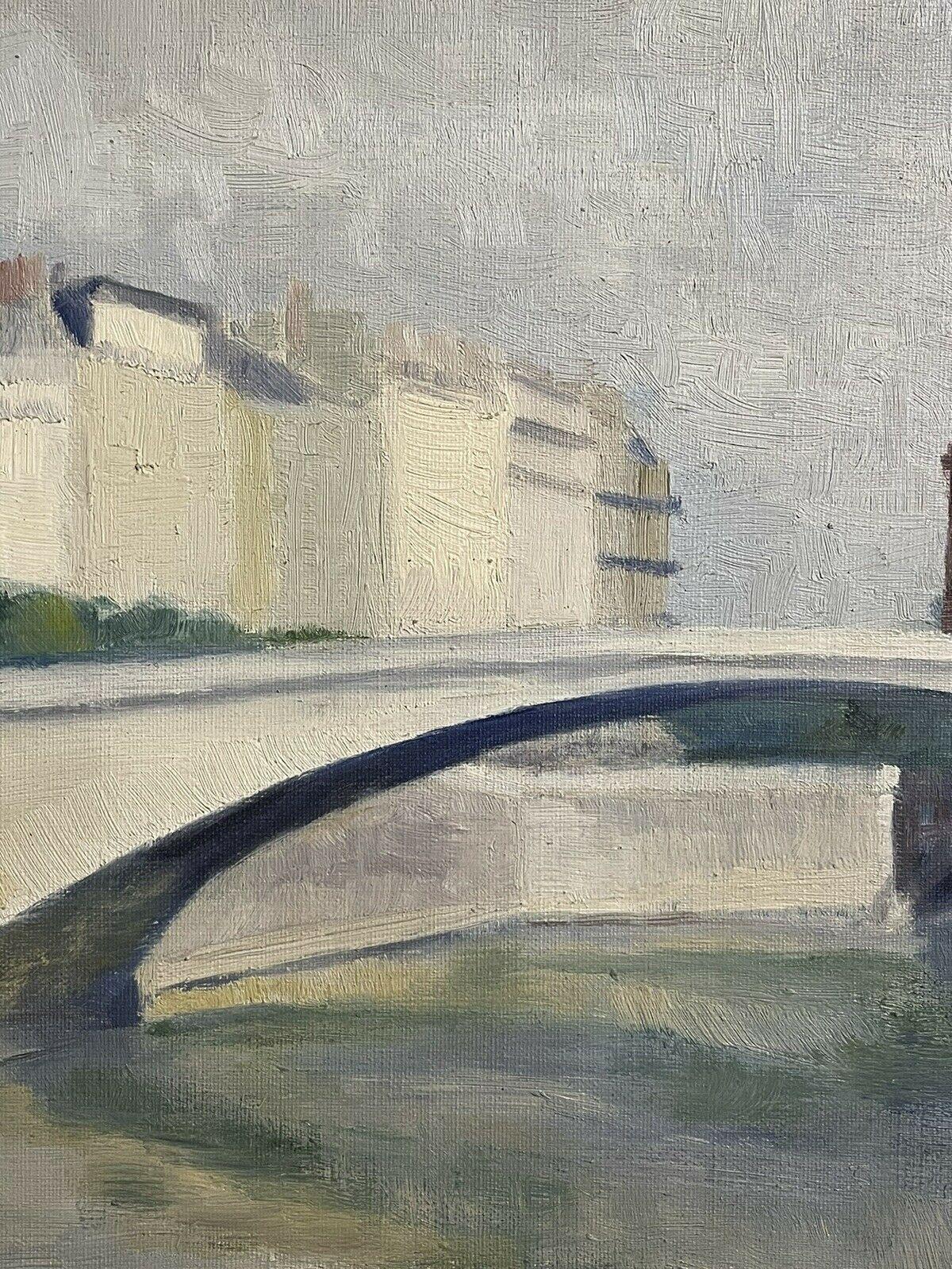 20th Century Genevieve Zondervan French Oil, Parisian River Landscape & Bridge For Sale