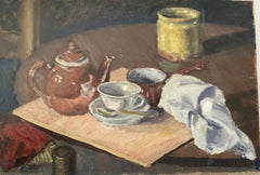 GENEVIEVE ZONDERVAN (1922-2013) 1960's FRENCH OIL PAINTING - KITCHEN STILL LIFE