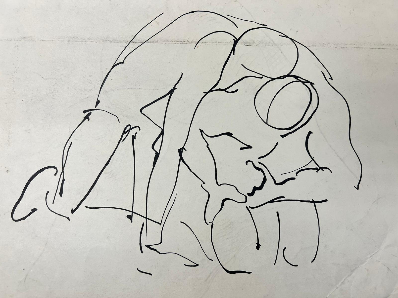 GENEVIEVE ZONDERVAN (1922-2013) FRENCH DRAWING- Nude Lady Lying Down For Sale 4